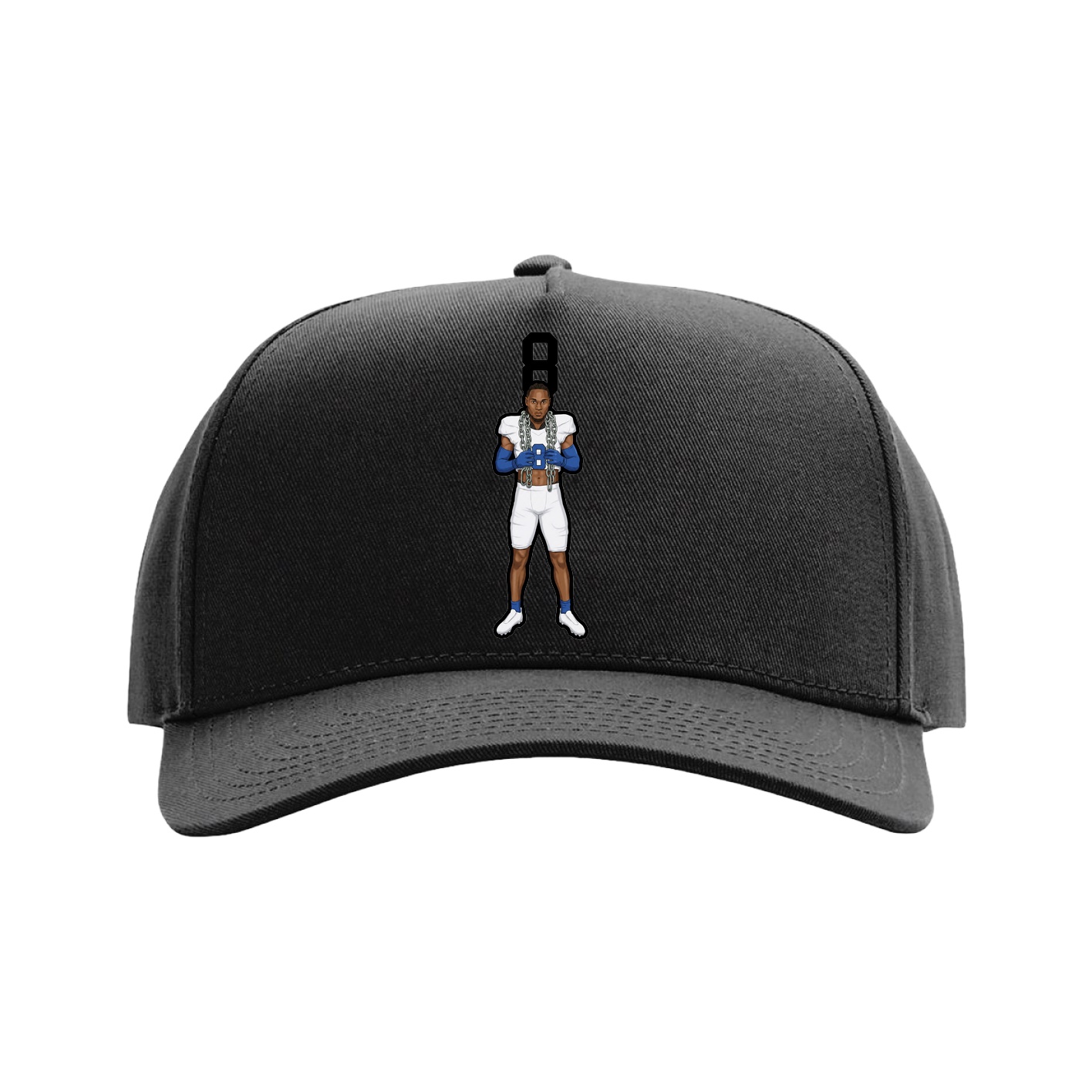 Full Fabric Five-Panel Champ Cap — Number Top in Black