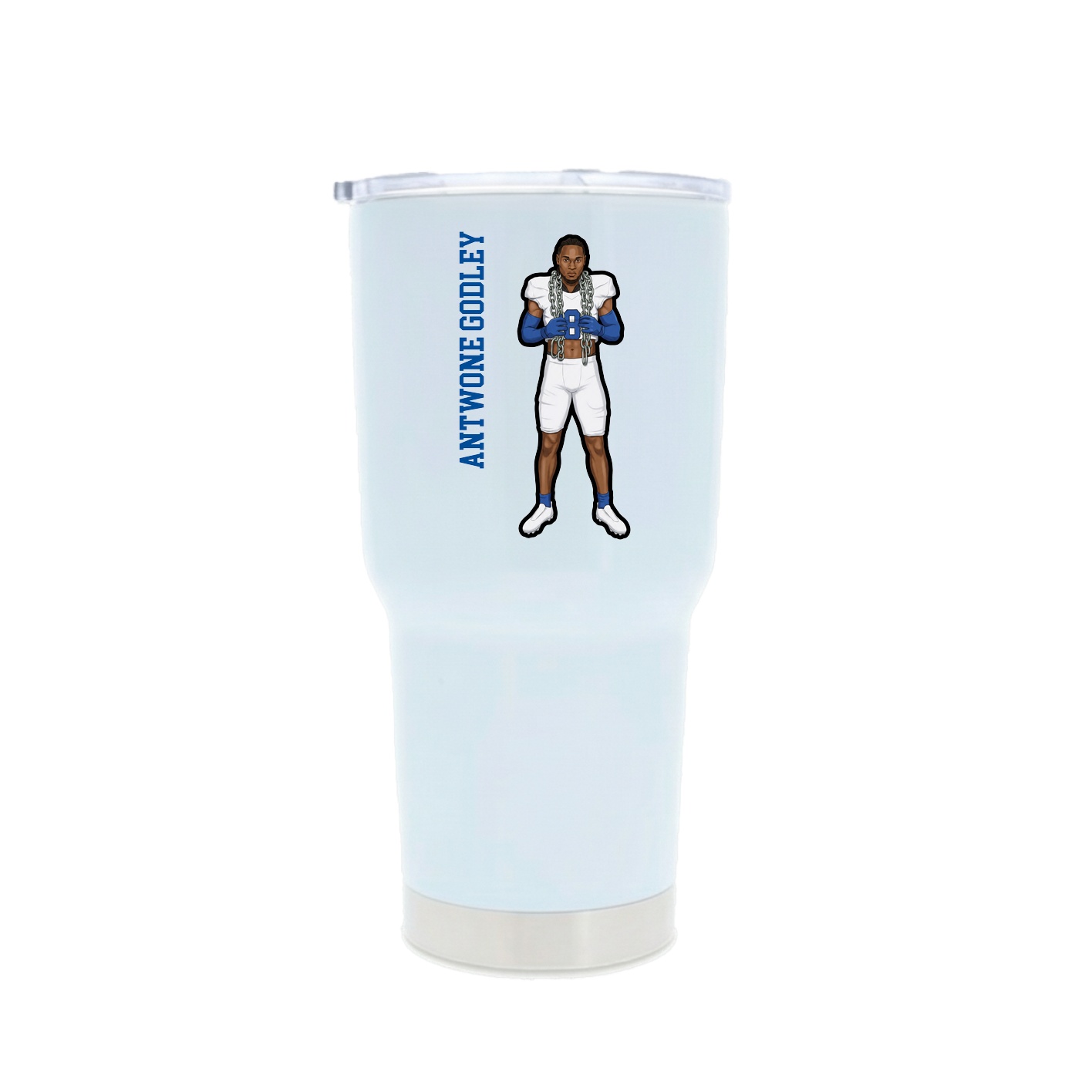 30oz Stainless Steel Tumbler — Name Vertical in White