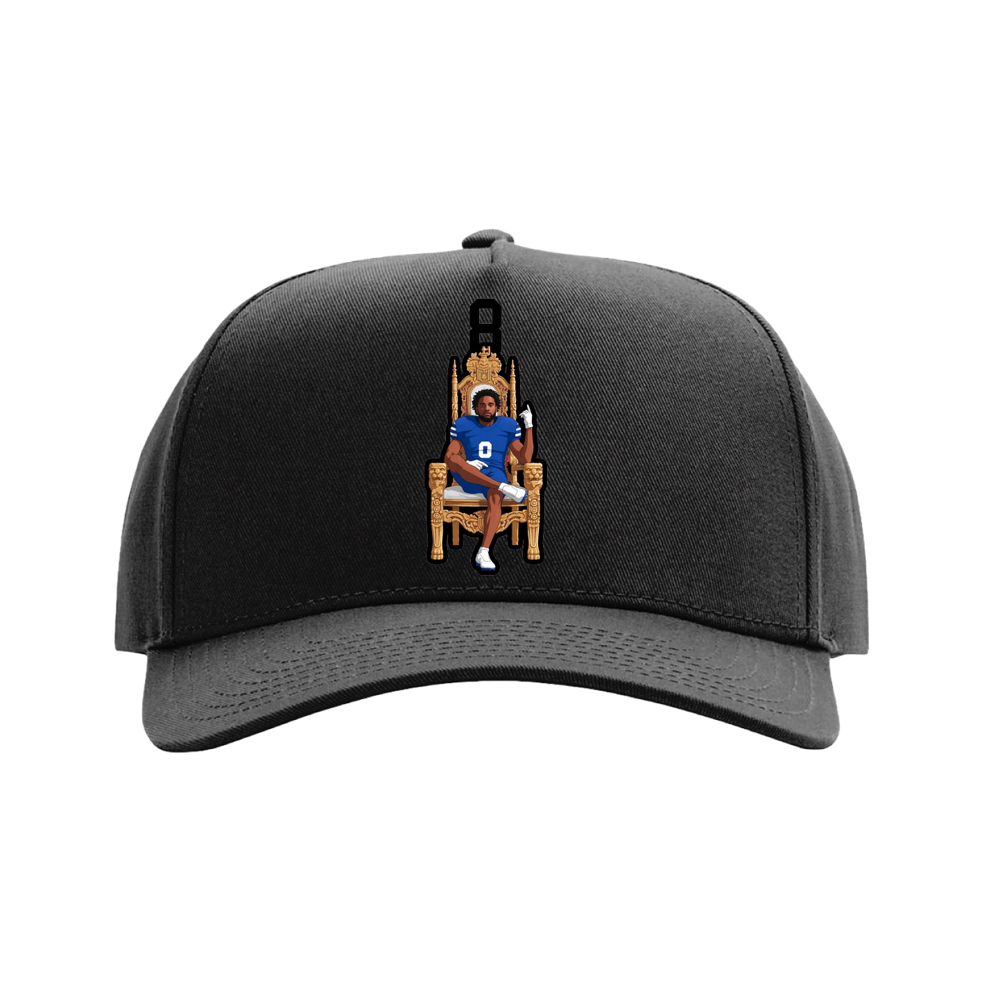 Full Fabric Five-Panel Champ Cap — Number Top in Black