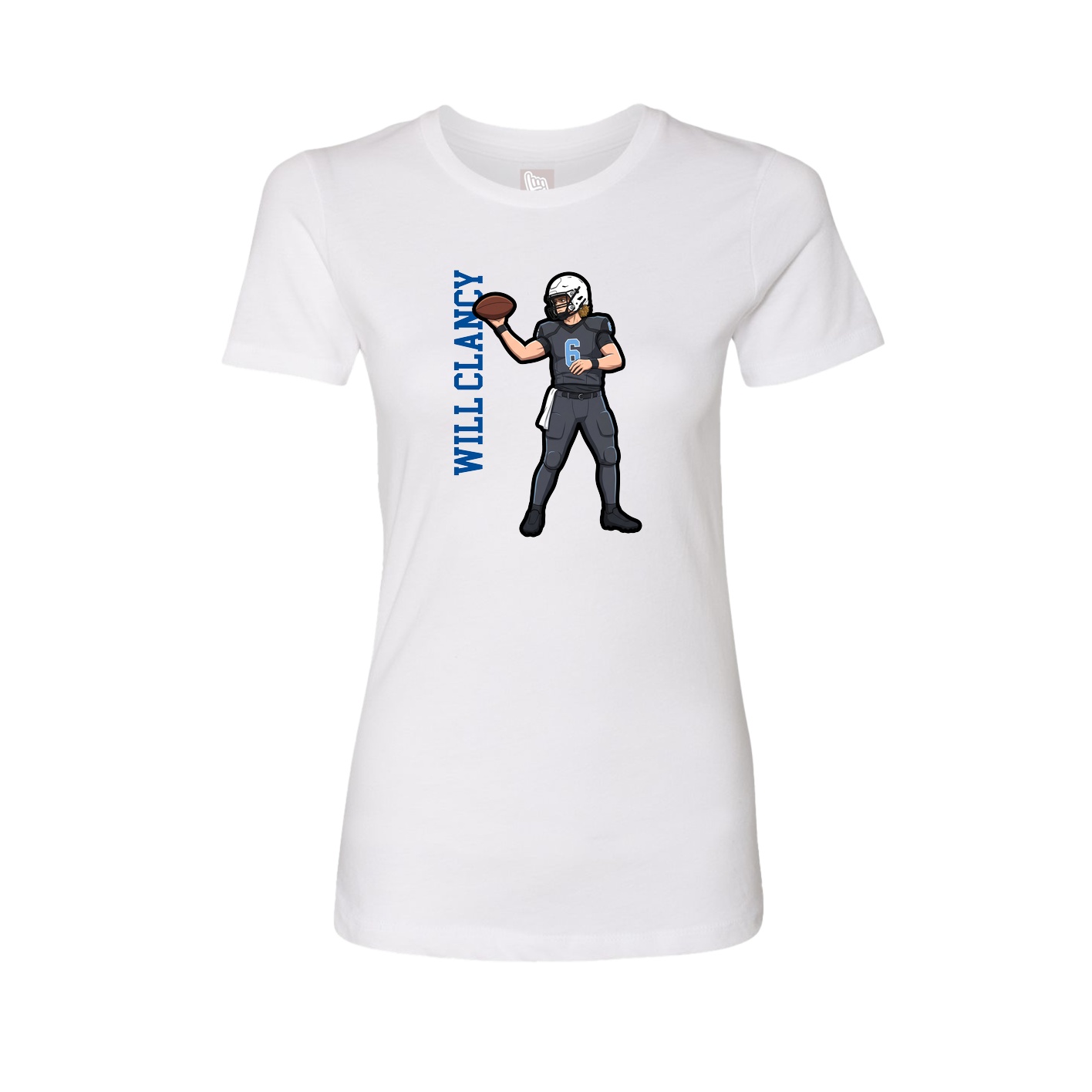 Fitted Women's Tee — Name Vertical in White