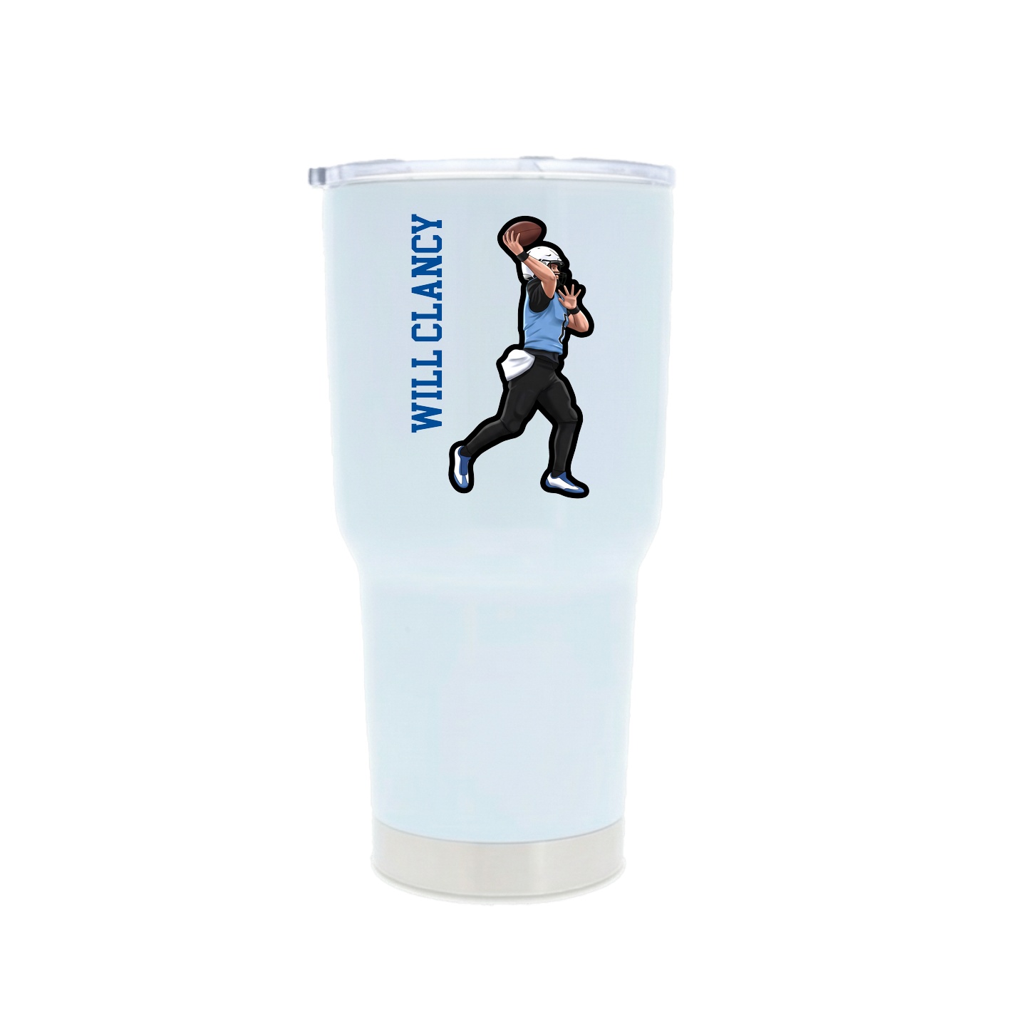 30oz Stainless Steel Tumbler — Name Vertical in White