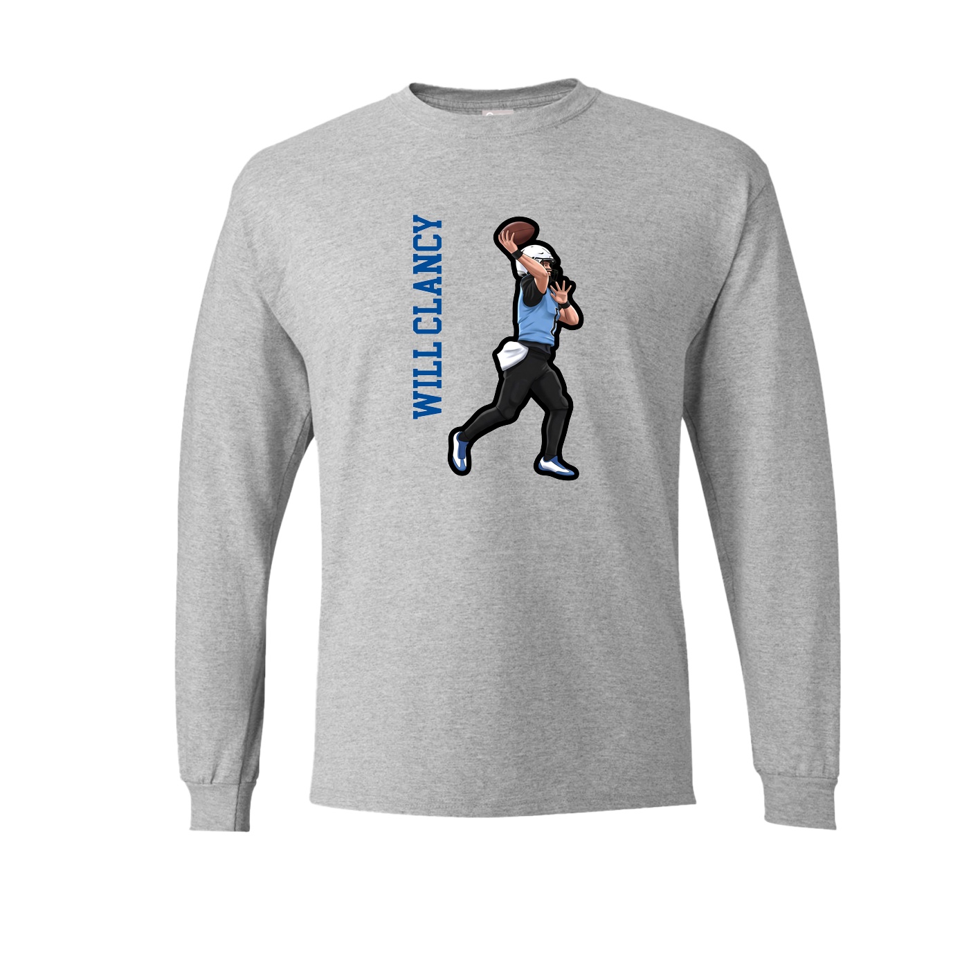 Long Sleeve Tee — Name Vertical in Grey