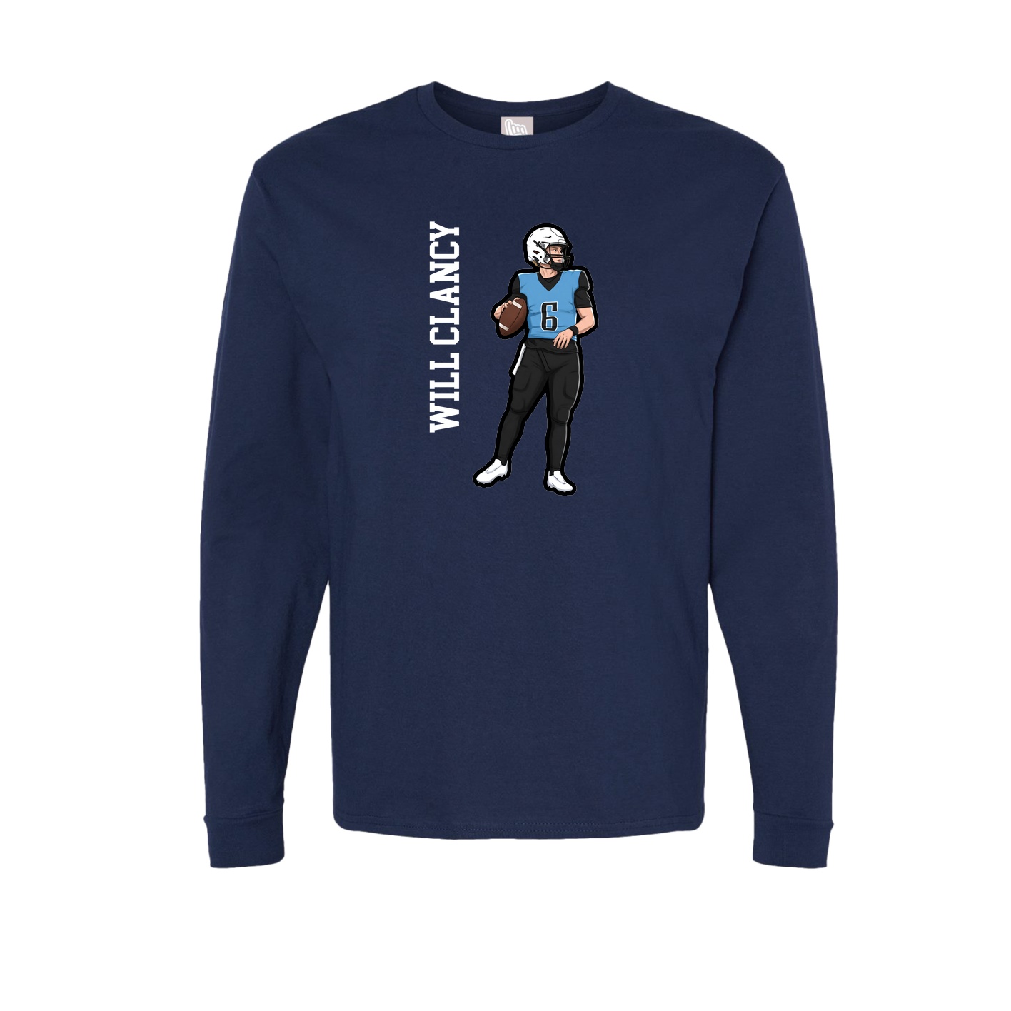 Long Sleeve Tee — Name Vertical in Navy