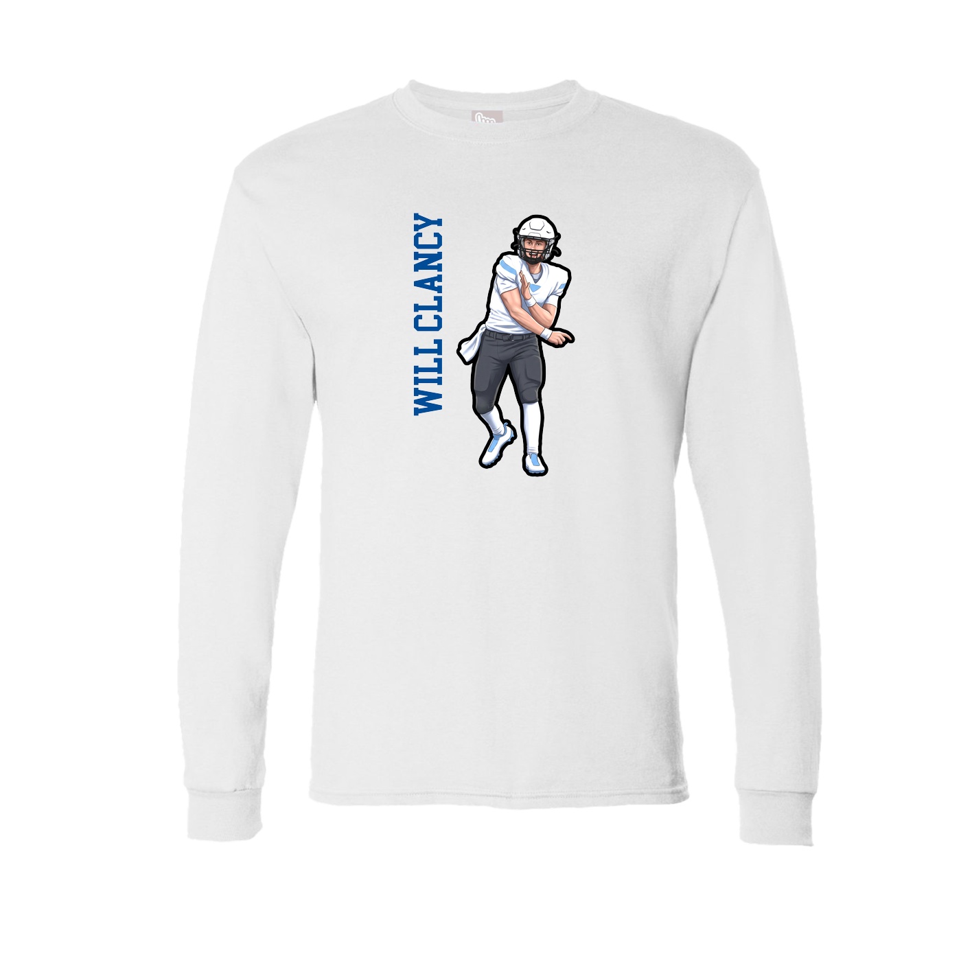 Long Sleeve Tee — Name Vertical in White