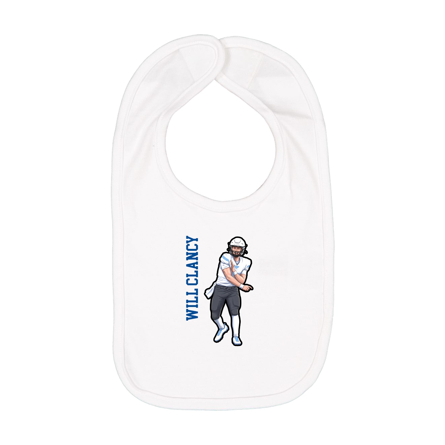 Infant Bib — Name Vertical in White