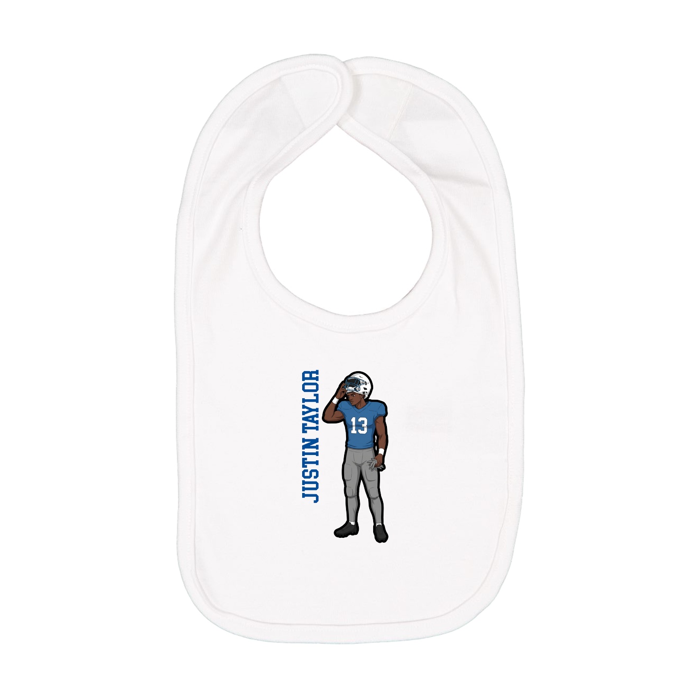 Infant Bib — Name Vertical in White
