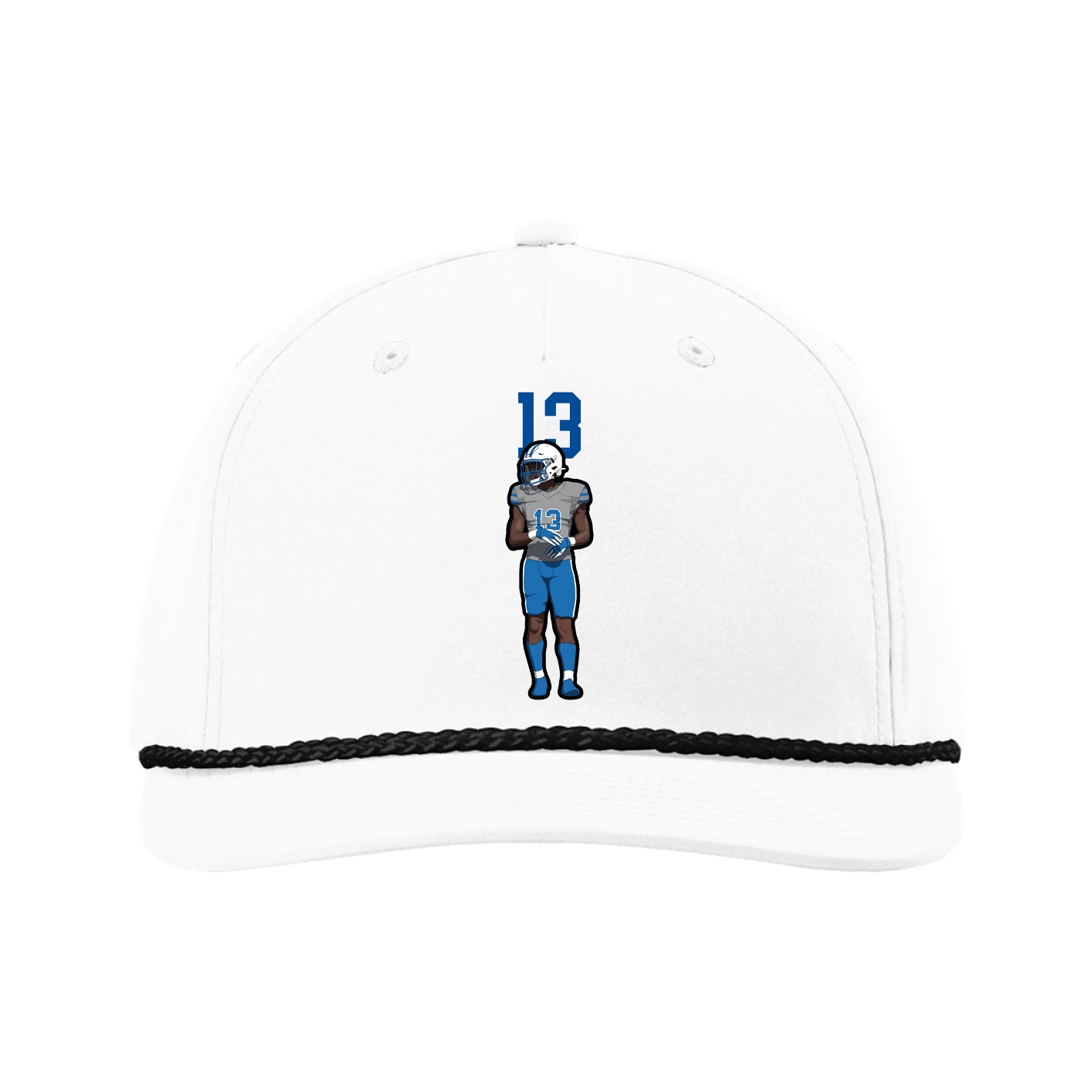 Five-Panel Classic Rope Cap — Number Top in White