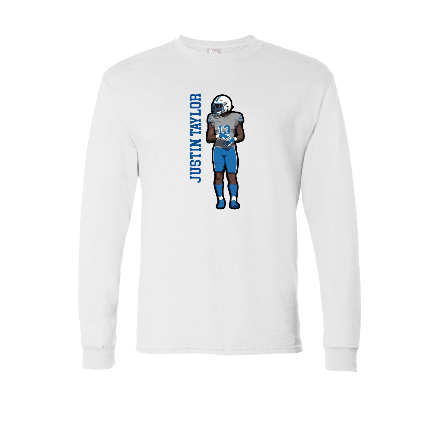 Long Sleeve Tee — Name Vertical in White