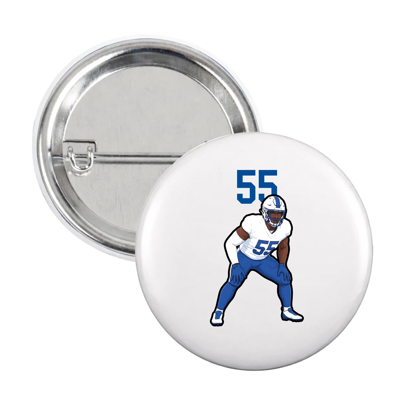 Game Day Button — Number Top in White