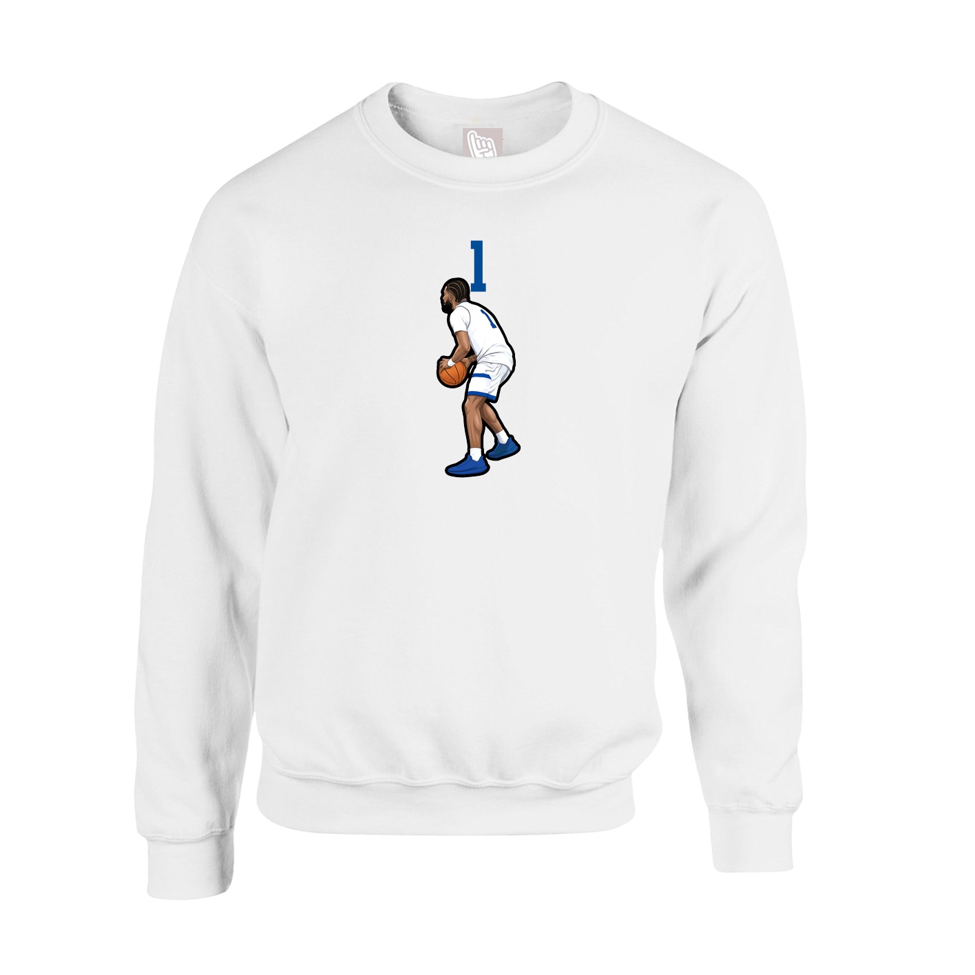 Fleece Crew — Number Top in White