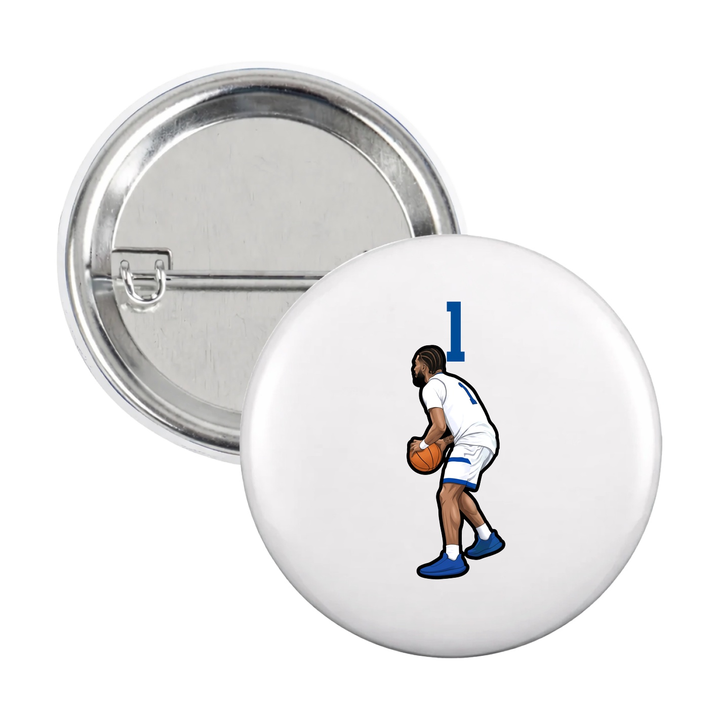 Game Day Button — Number Top in White