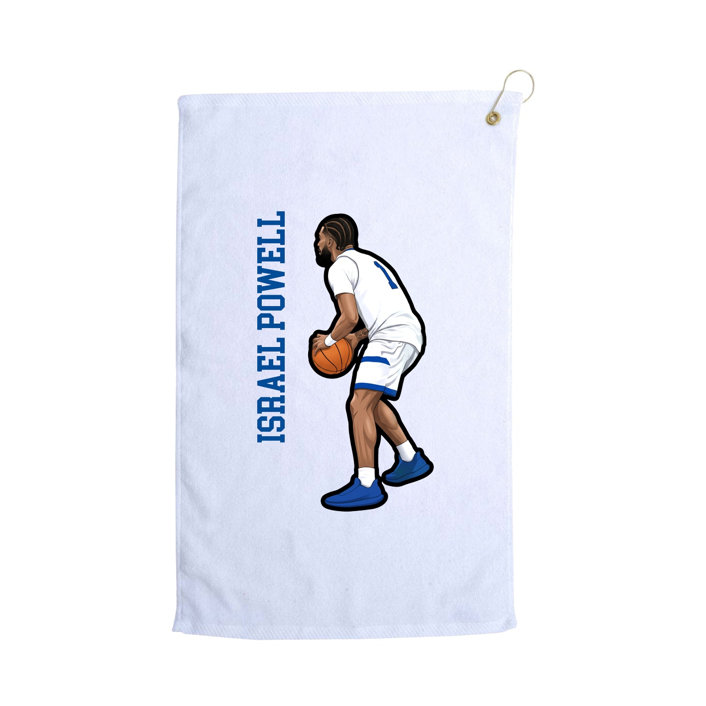 Golf Towel — Name Vertical in White