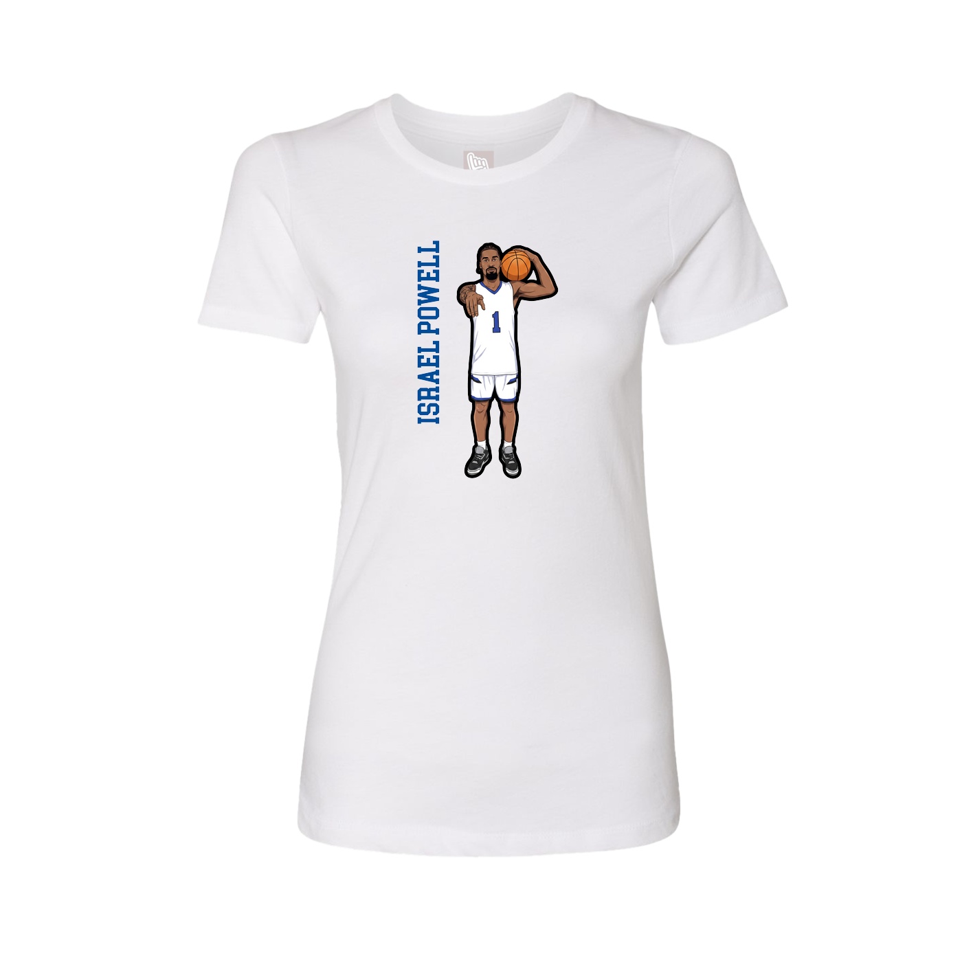 Fitted Women's Tee — Name Vertical in White