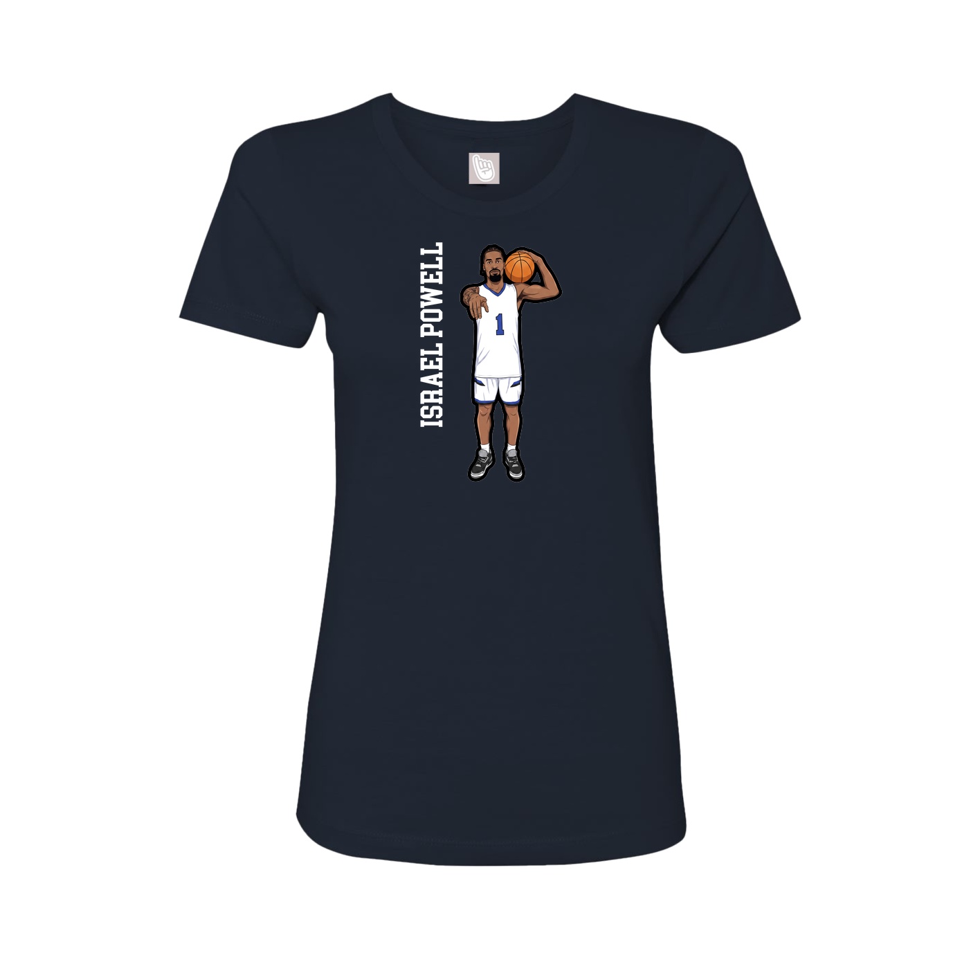 Womens Tee — Name Vertical in Navy