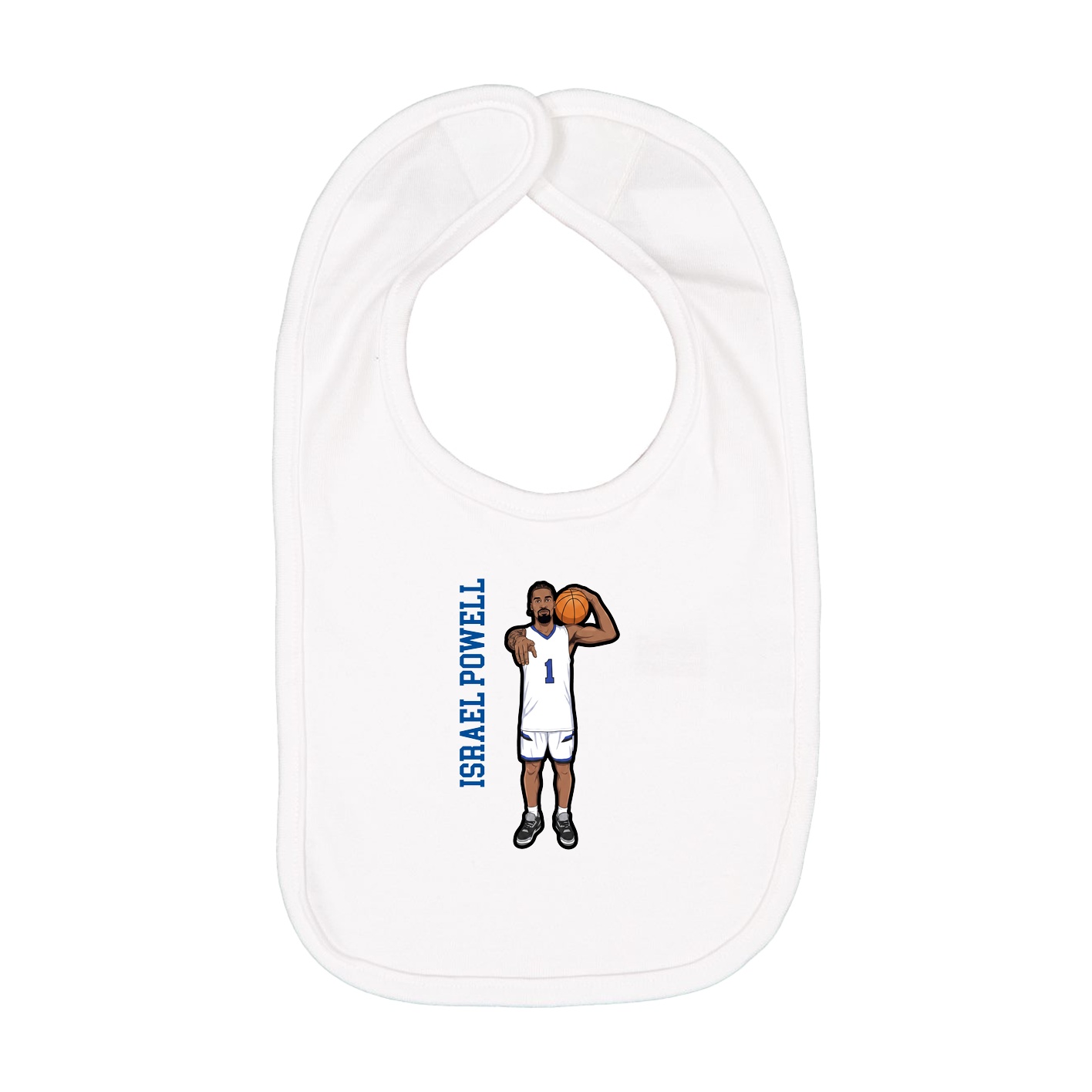 Infant Bib — Name Vertical in White
