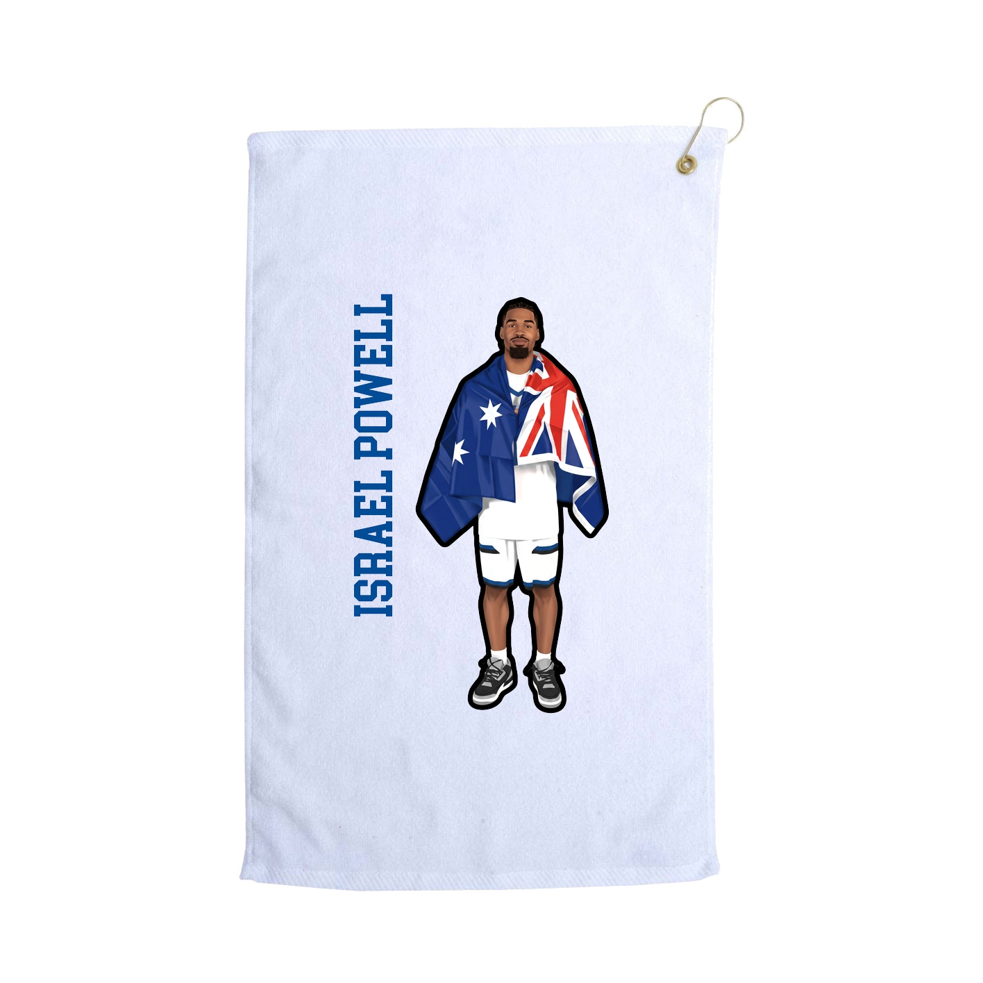 Golf Towel — Name Vertical in White