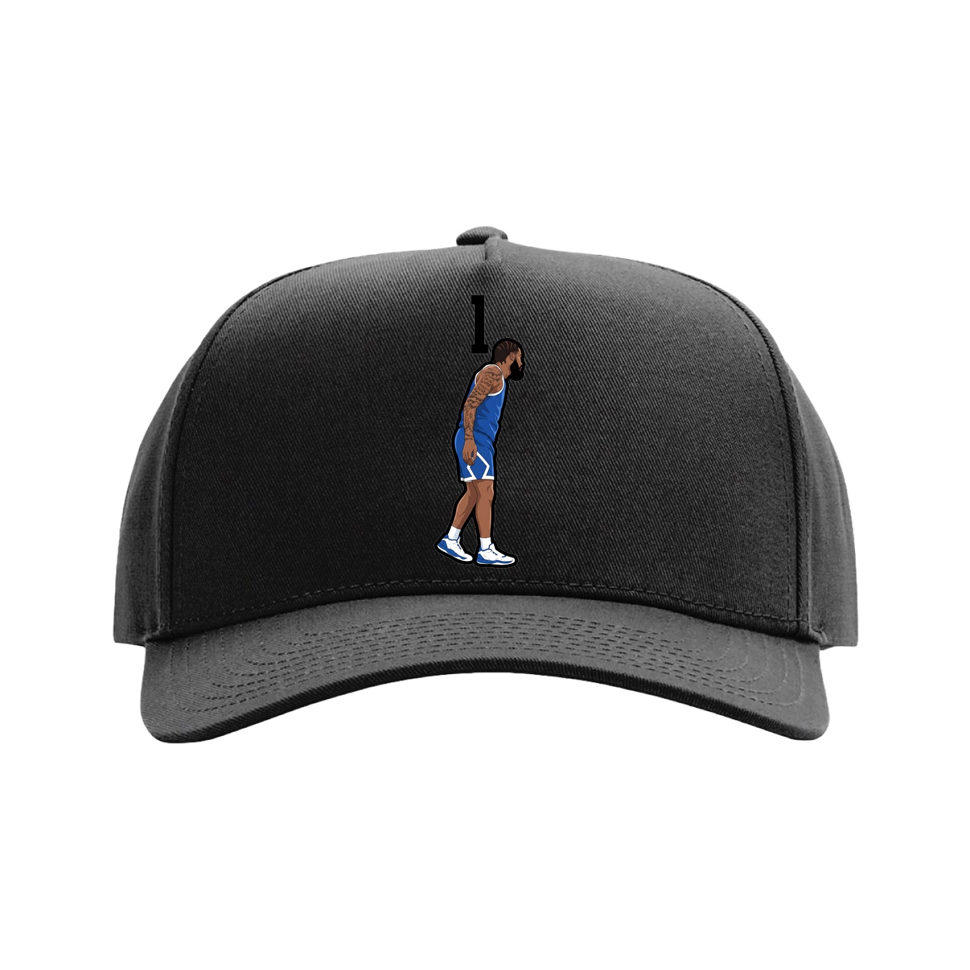 Full Fabric Five-Panel Champ Cap — Number Top in Black