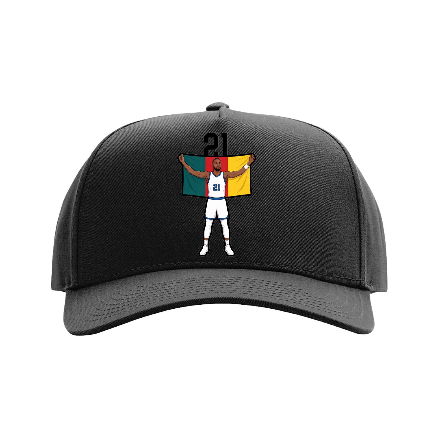 Full Fabric Five-Panel Champ Cap — Number Top in Black