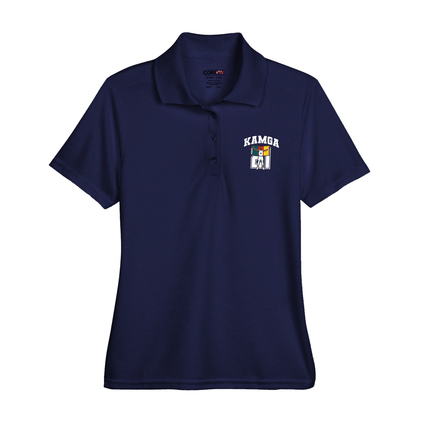 Womens Performance Polo — Number in Navy