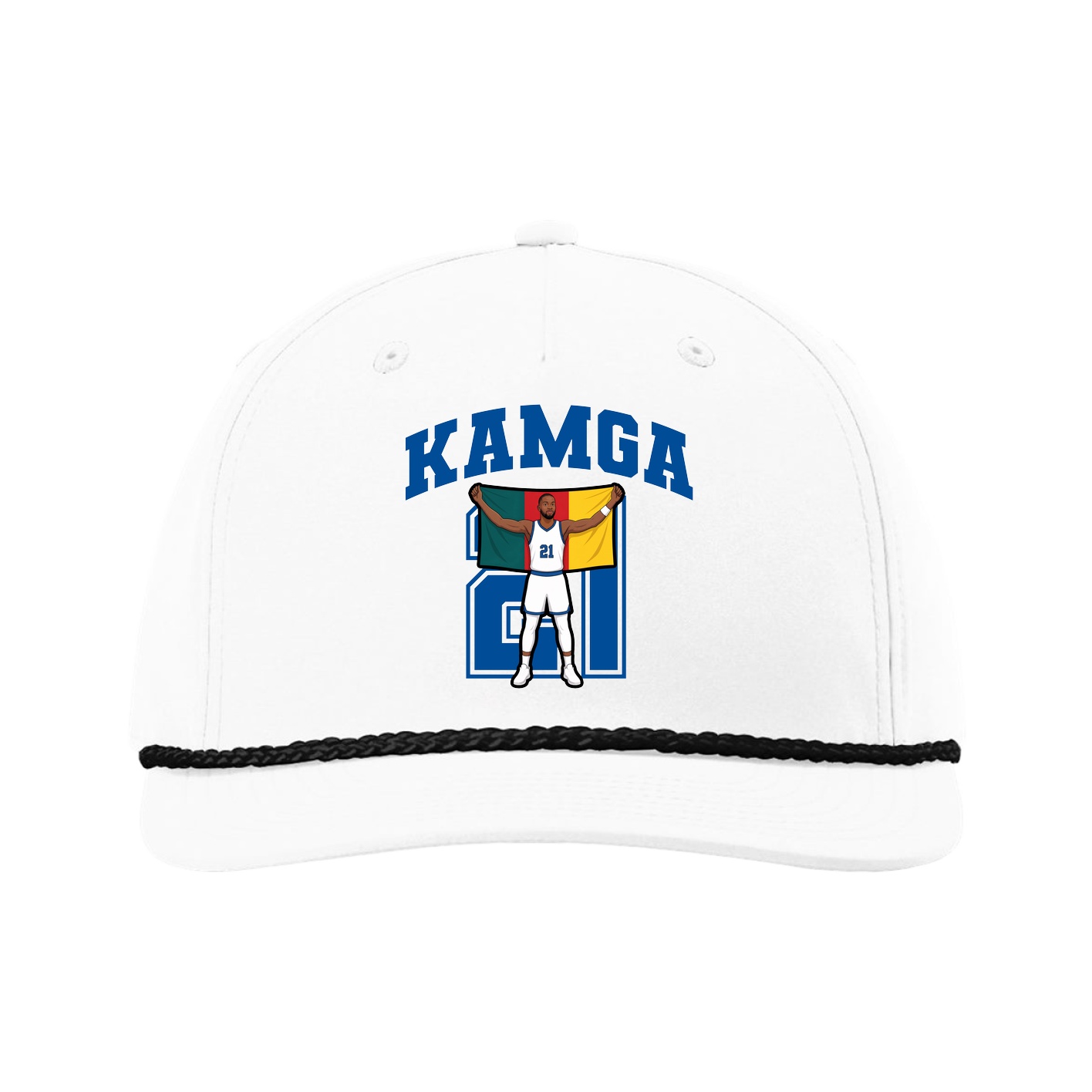 Five-Panel Classic Rope Cap — Number in White