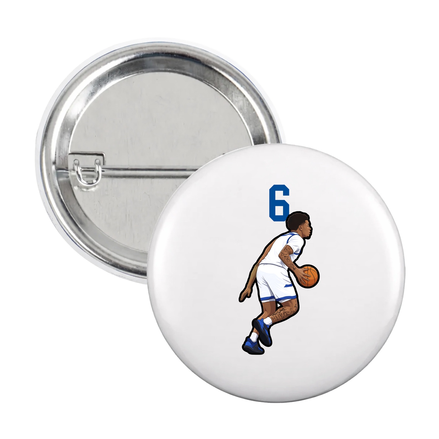 Game Day Button — Number Top in White
