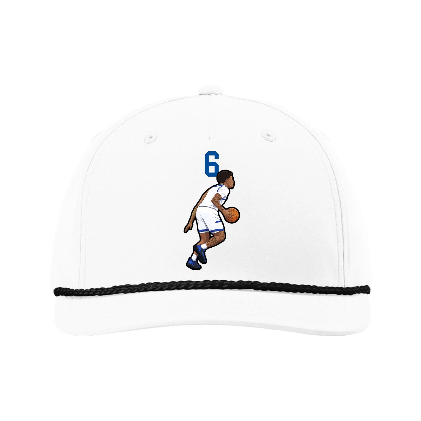 Five-Panel Classic Rope Cap — Number Top in White