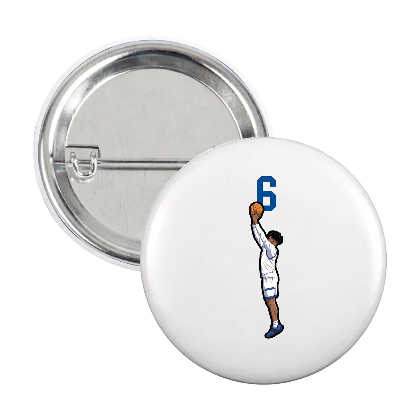 Game Day Button — Number Top in White