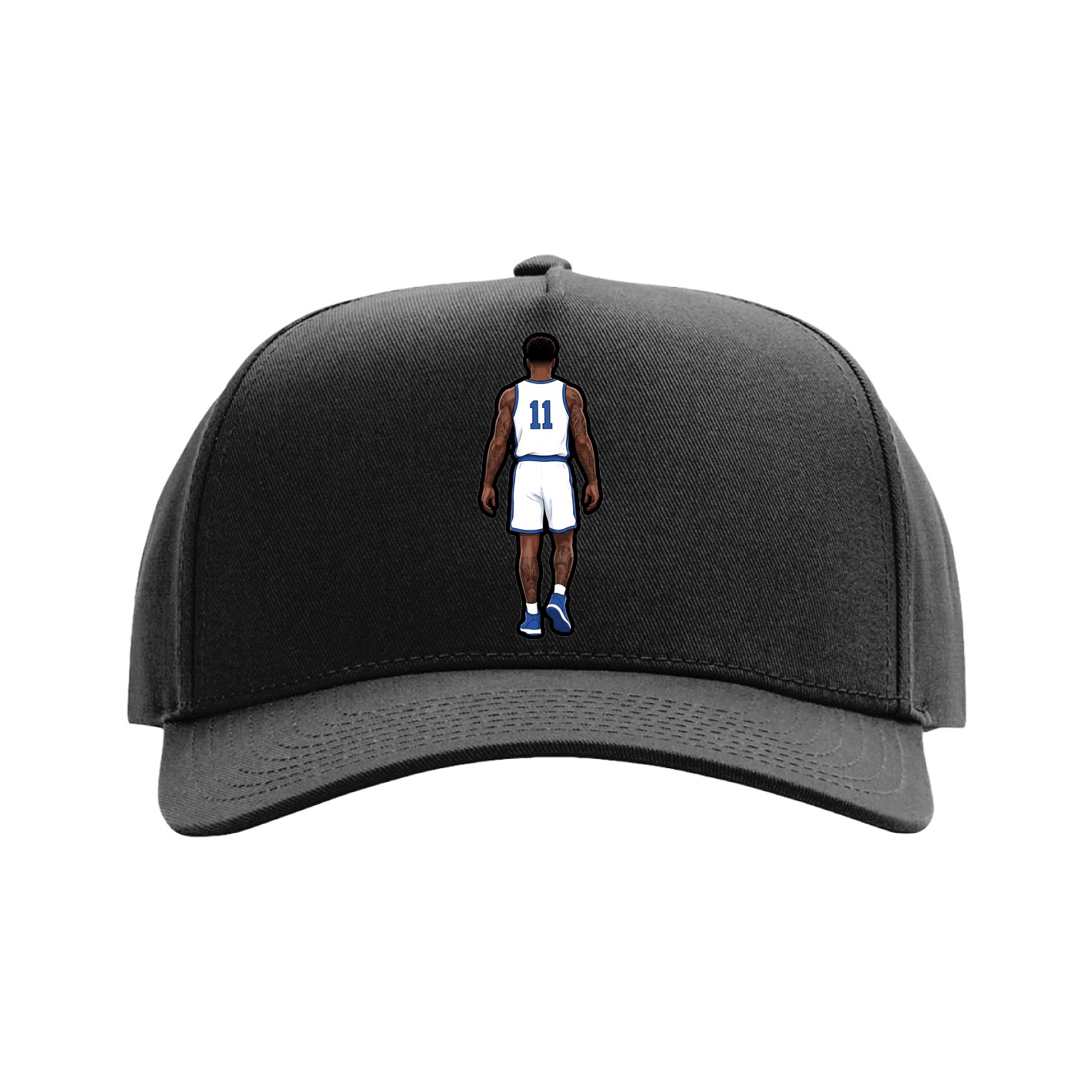 Full Fabric Five-Panel Champ Cap — Name Vertical in Black