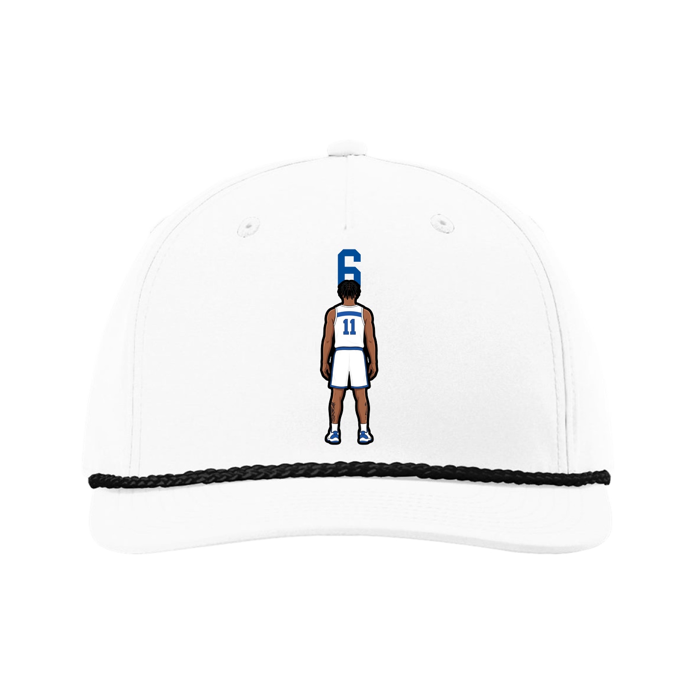 Five-Panel Classic Rope Cap — Number Top in White
