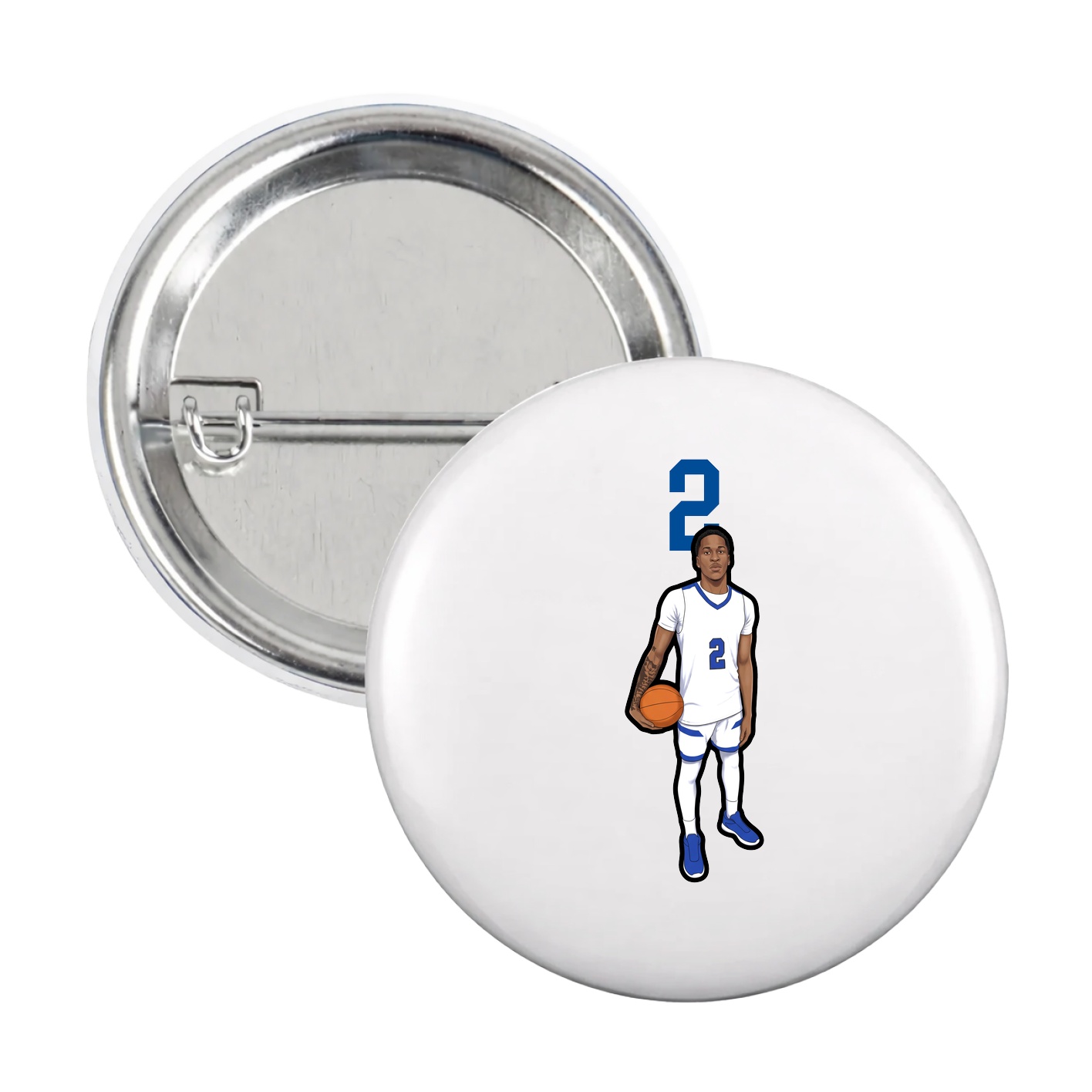 Game Day Button — Number Top in White