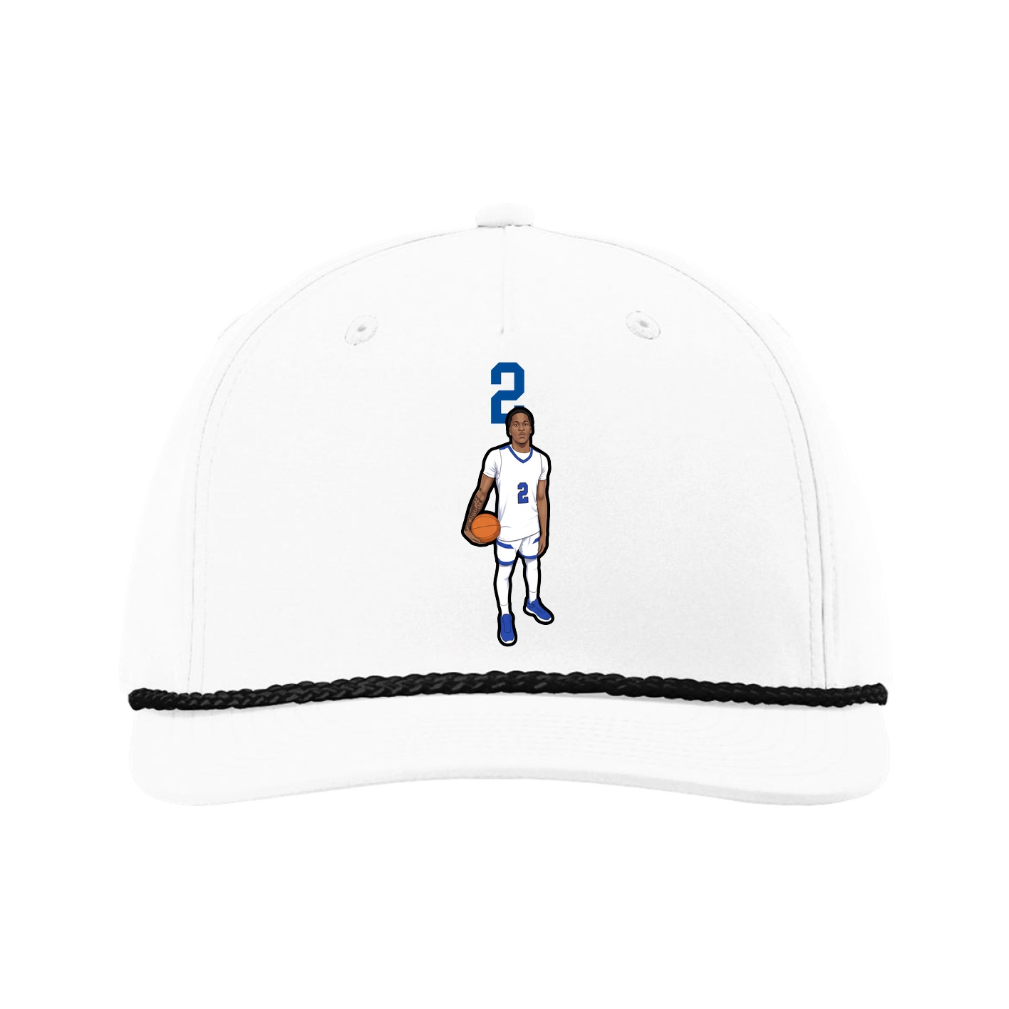Five-Panel Classic Rope Cap — Number Top in White