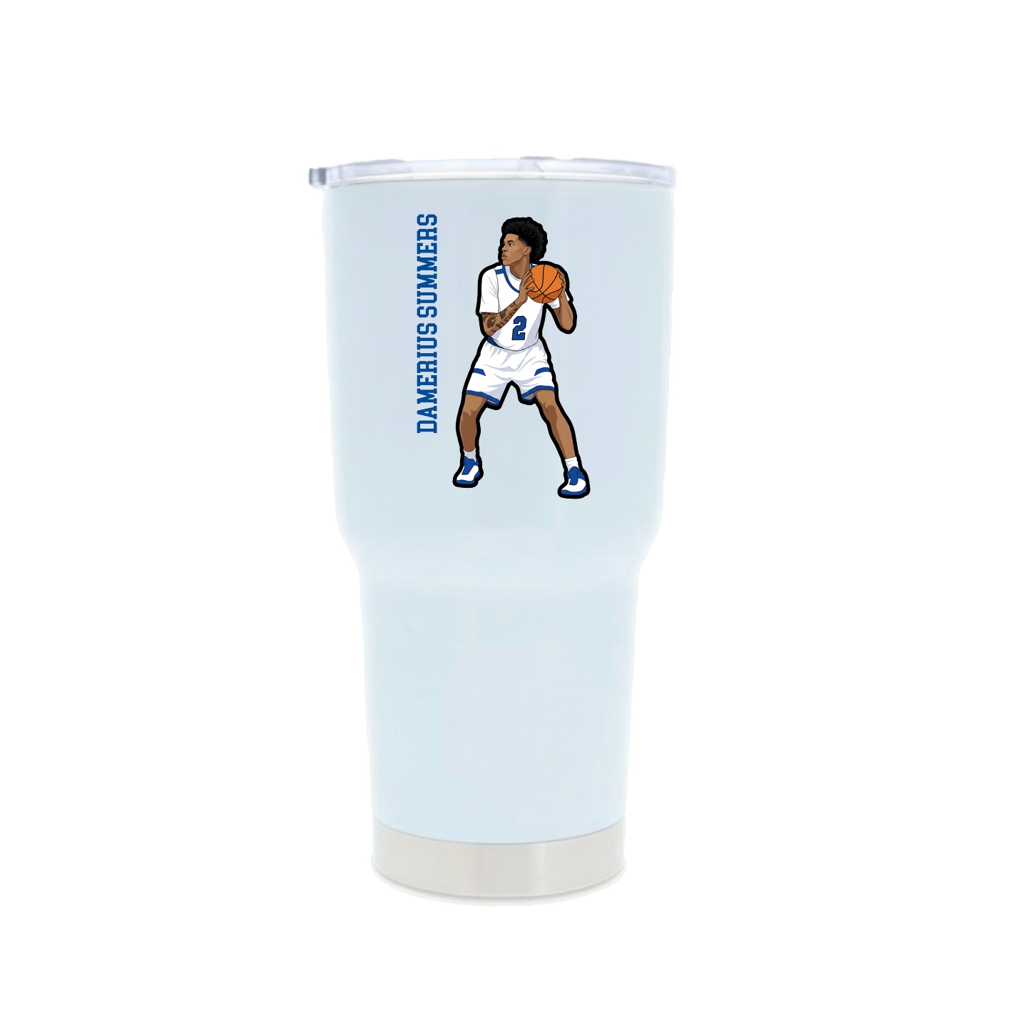30oz Stainless Steel Tumbler — Name Vertical in White