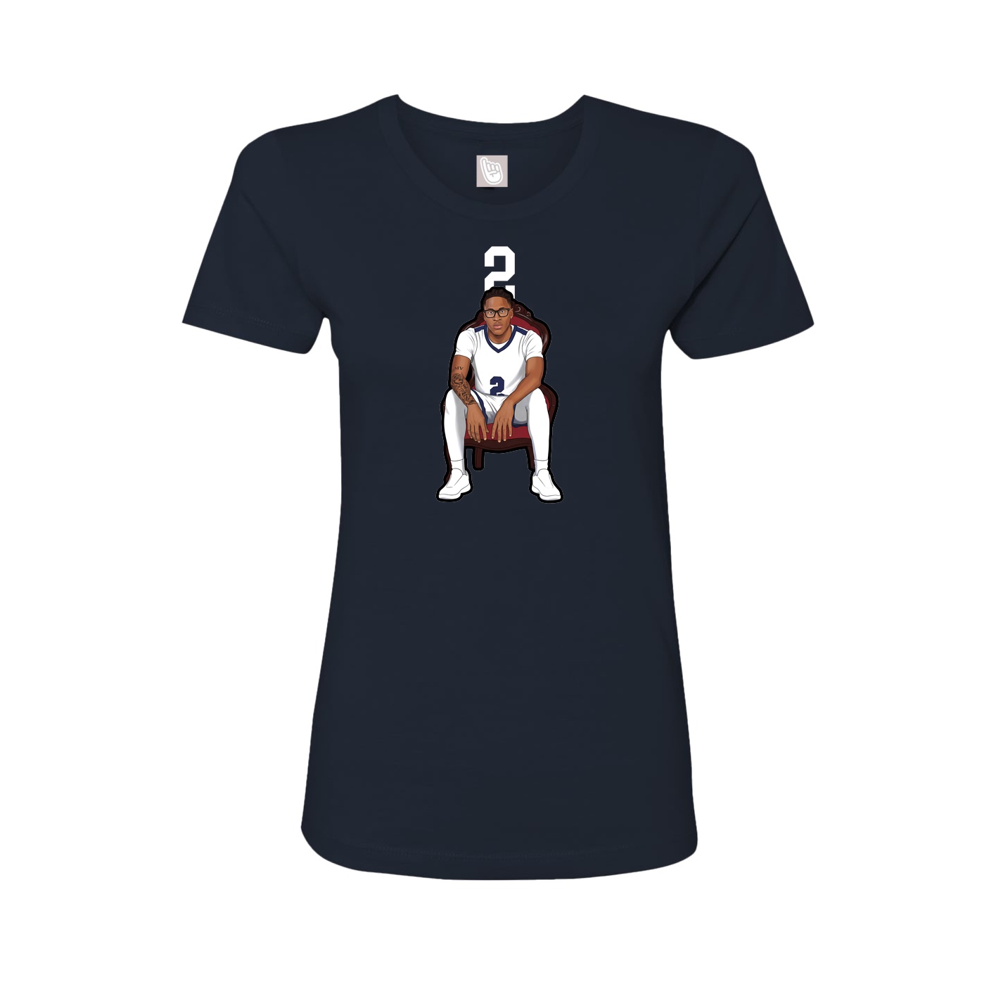 Fitted Women's Tee — Number Top in Navy
