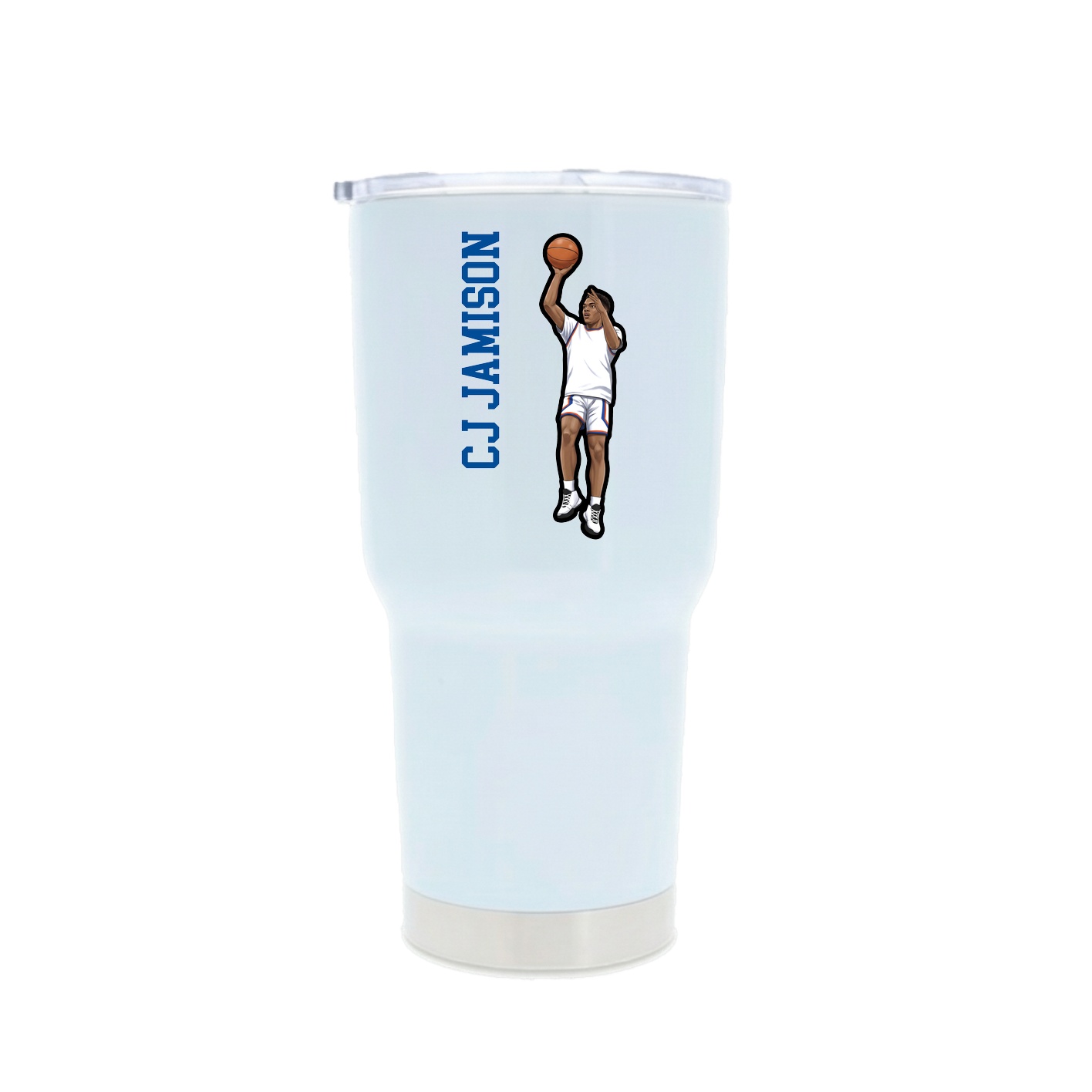 30oz Stainless Steel Tumbler — Name Vertical in White