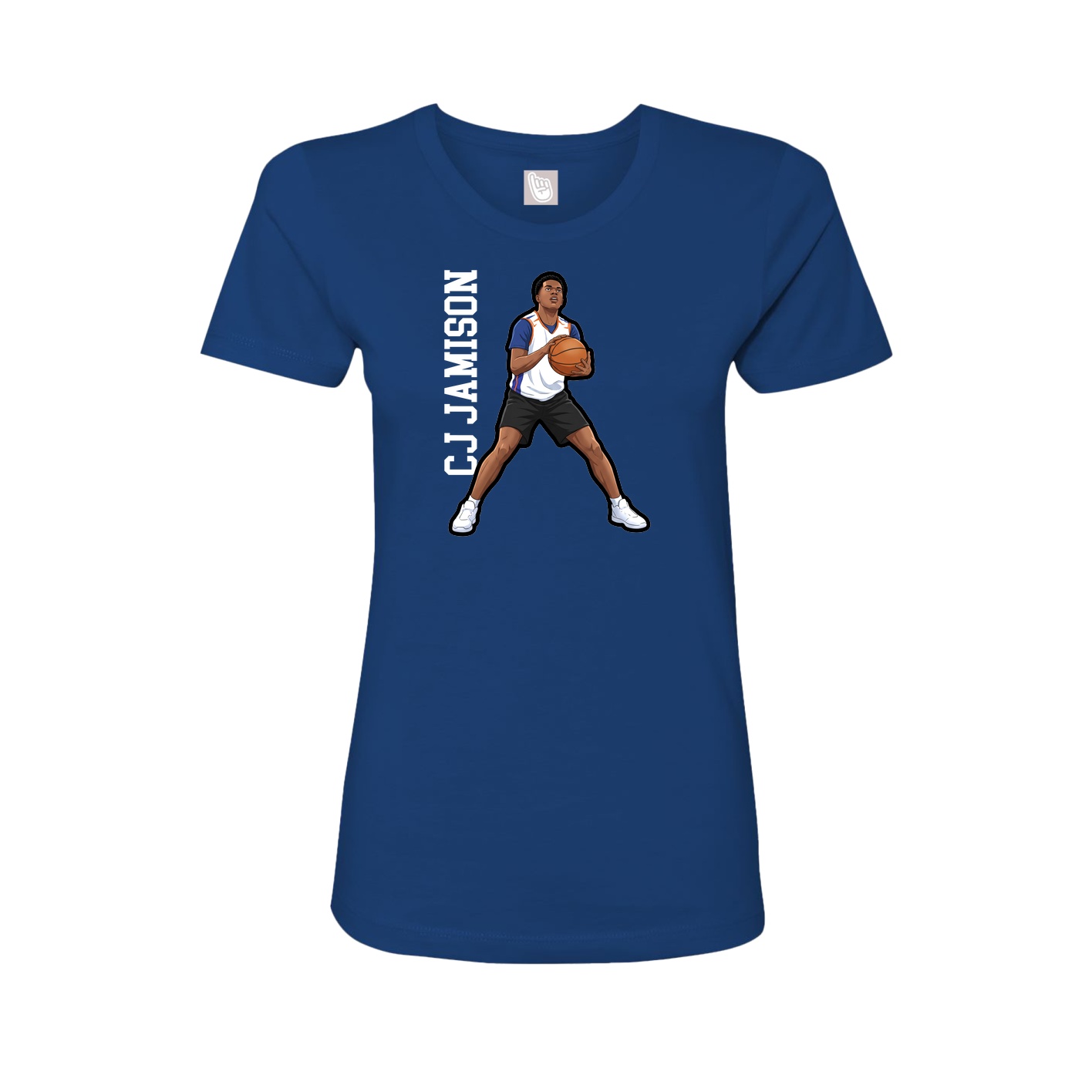 Fitted Women's Tee — Name Vertical in Royal