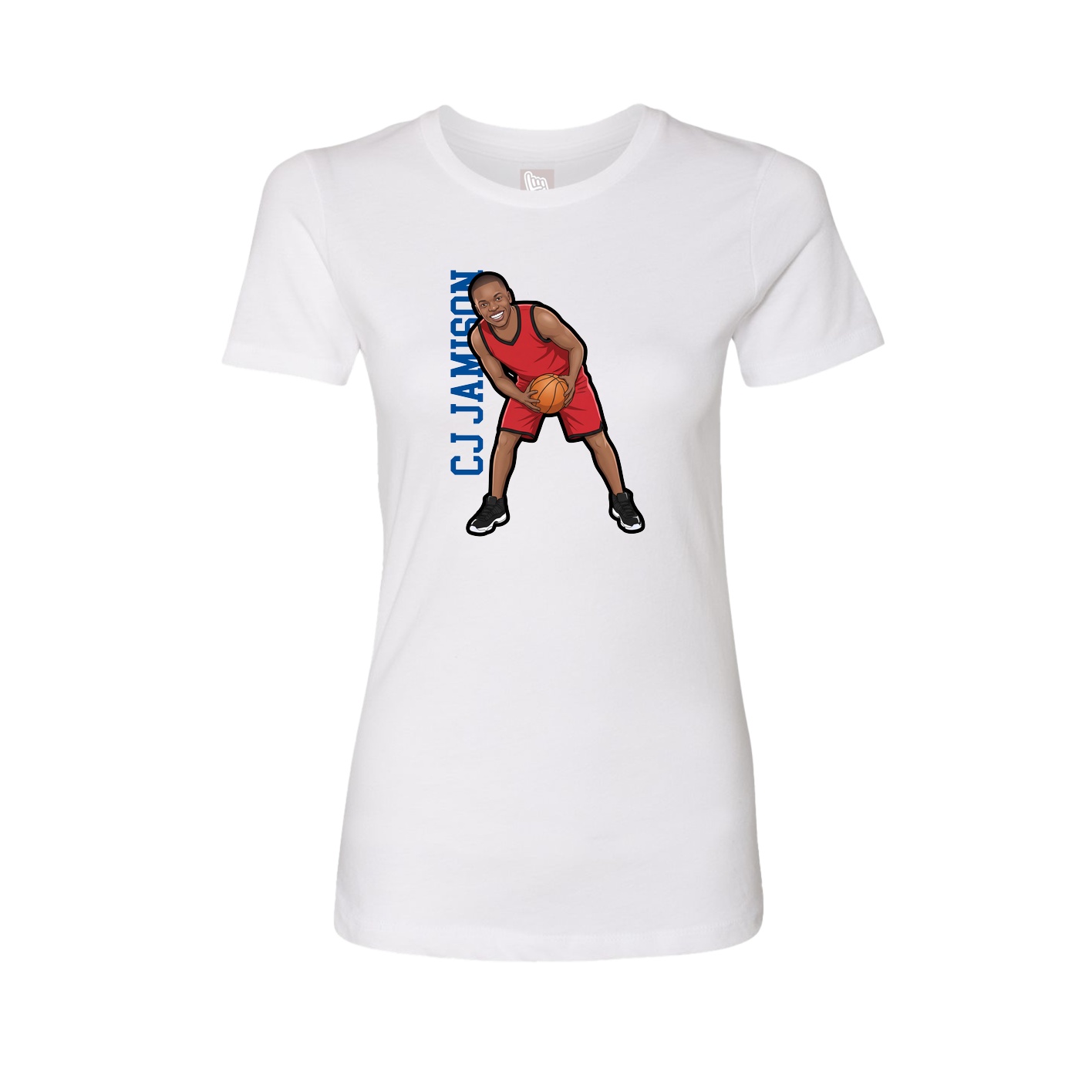 Fitted Women's Tee — Name Vertical in White