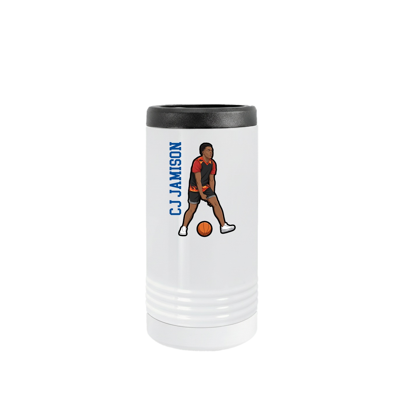 Slim Beverage Holder — Name Vertical in White