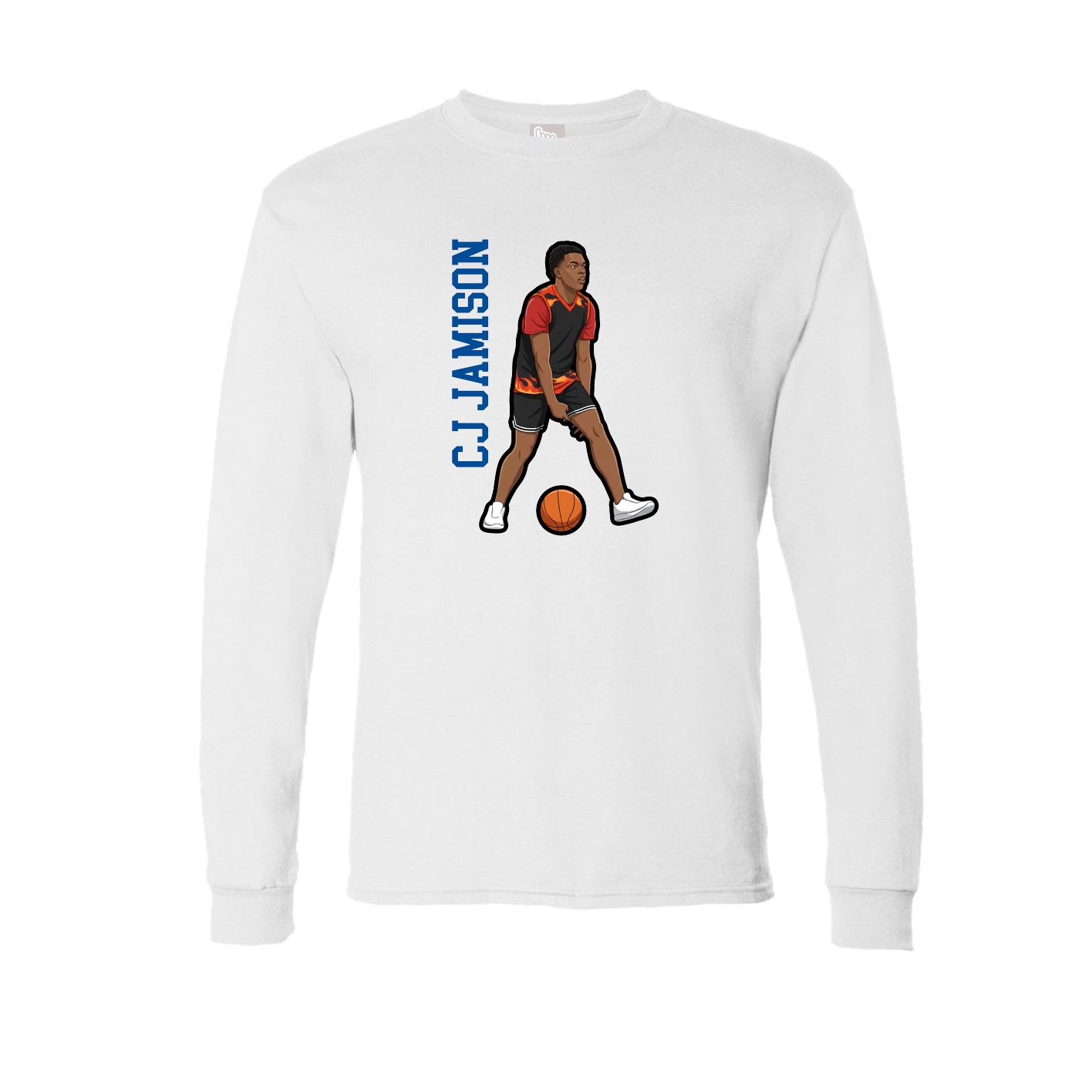 Long Sleeve Tee — Name Vertical in White