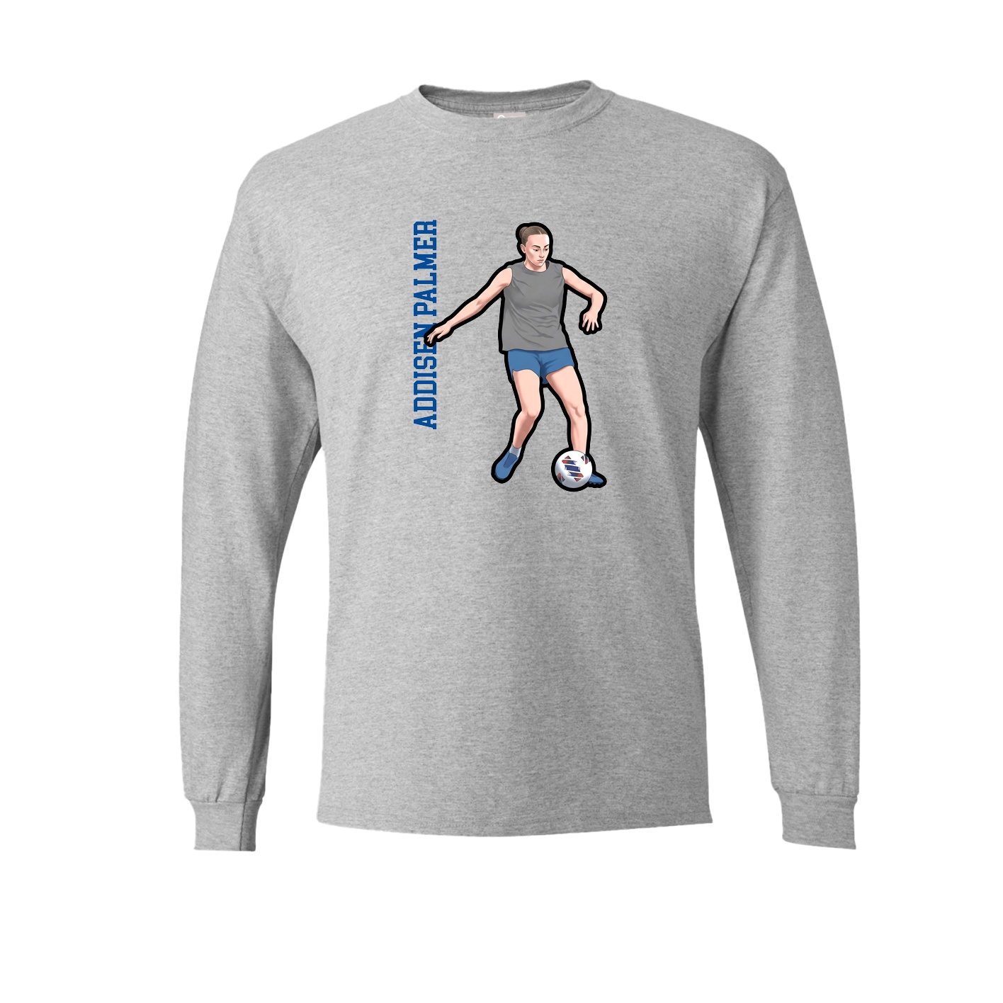 Long Sleeve Tee — Name Vertical in Grey