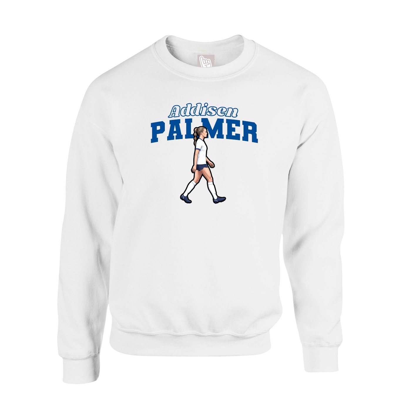 Fleece Crew — Name Arch in White