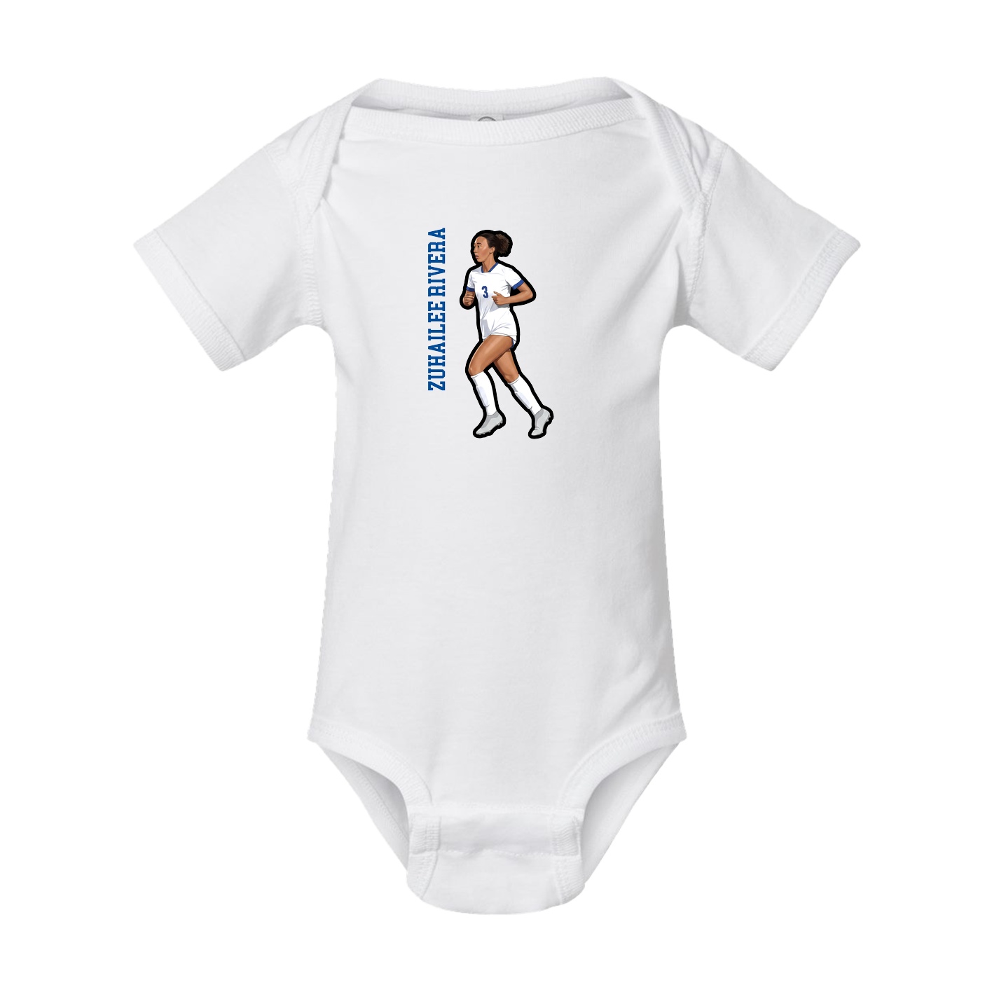 Baby Onesie — Name Vertical in White