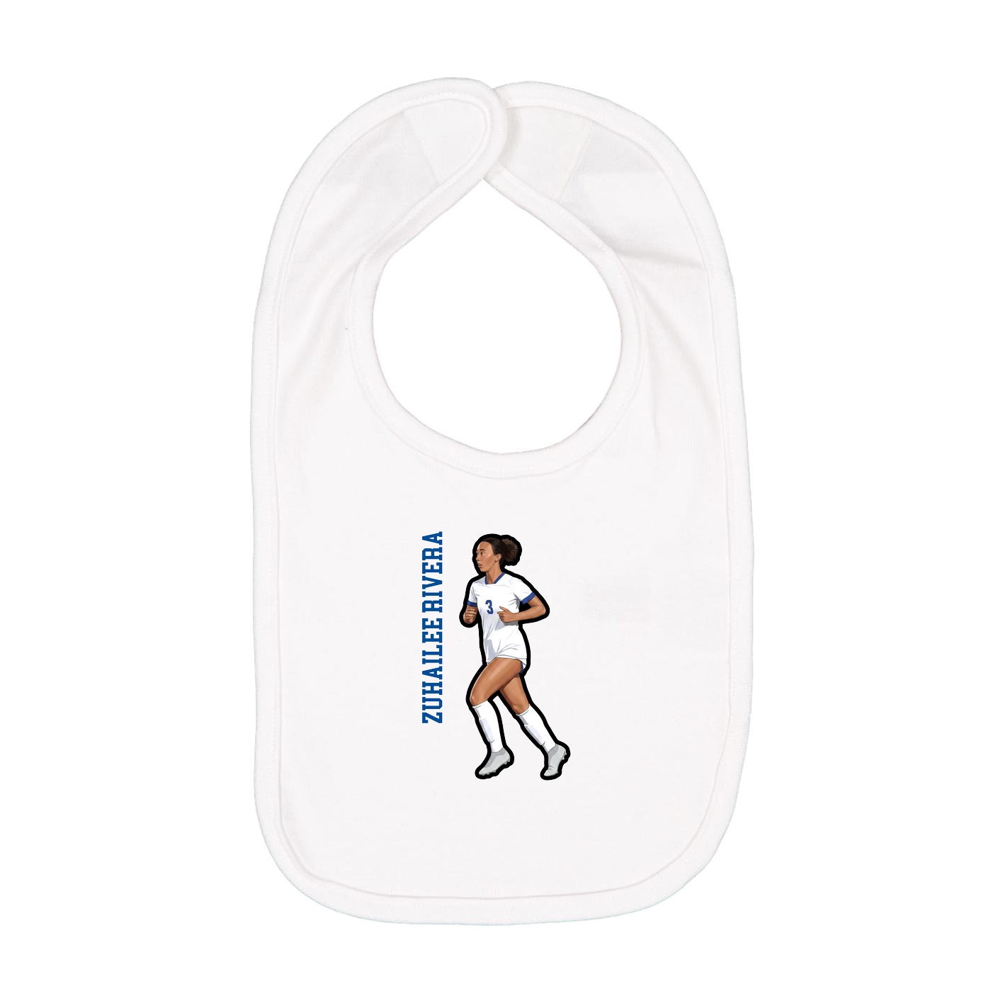 Infant Bib — Name Vertical in White