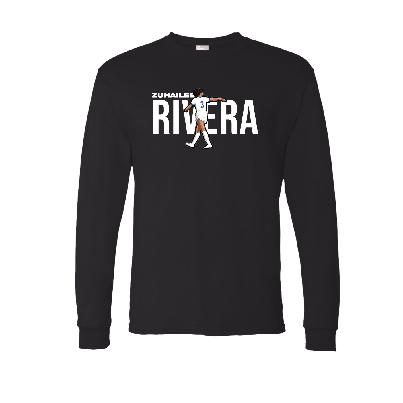 Long Sleeve Tee — Player Name in Black
