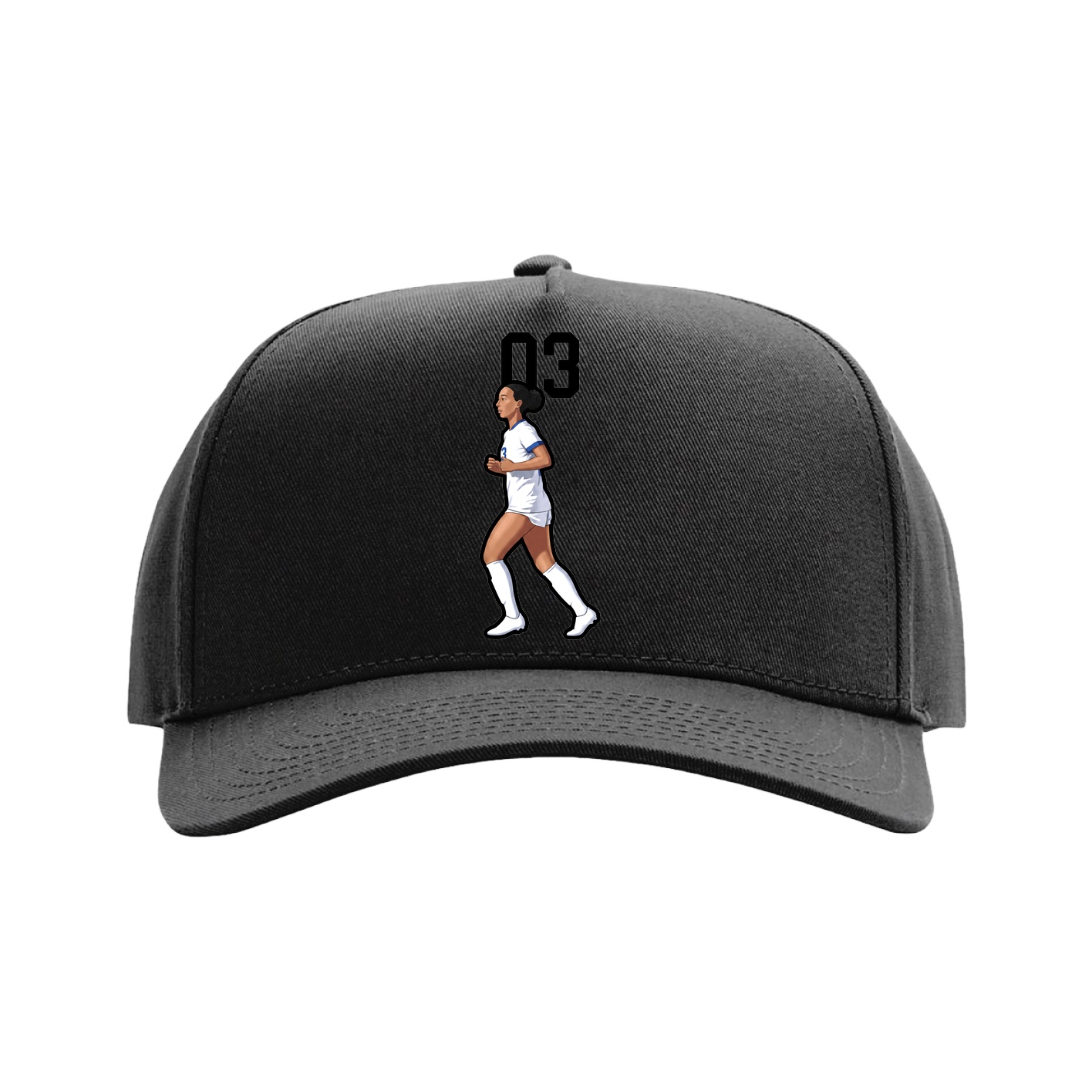 Full Fabric Five-Panel Champ Cap — Number Top in Black