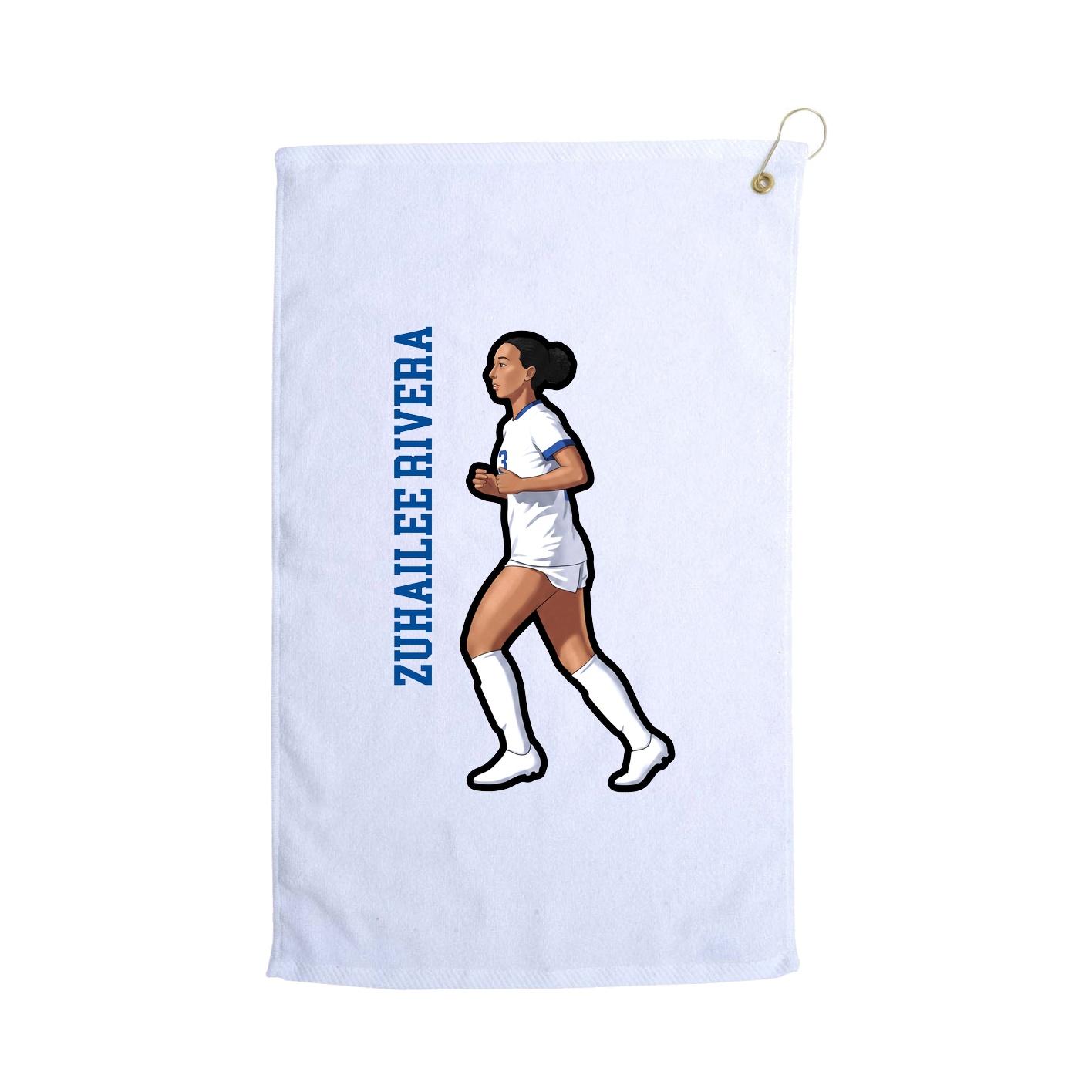 Golf Towel — Name Vertical in White
