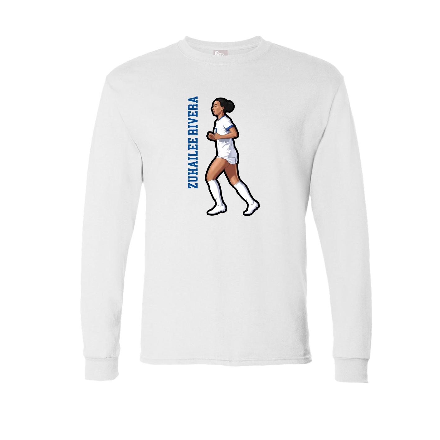 Long Sleeve Tee — Name Vertical in White