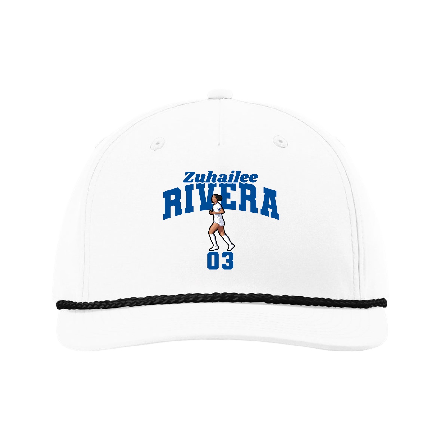 Five-Panel Classic Rope Cap — Signature Arch in White