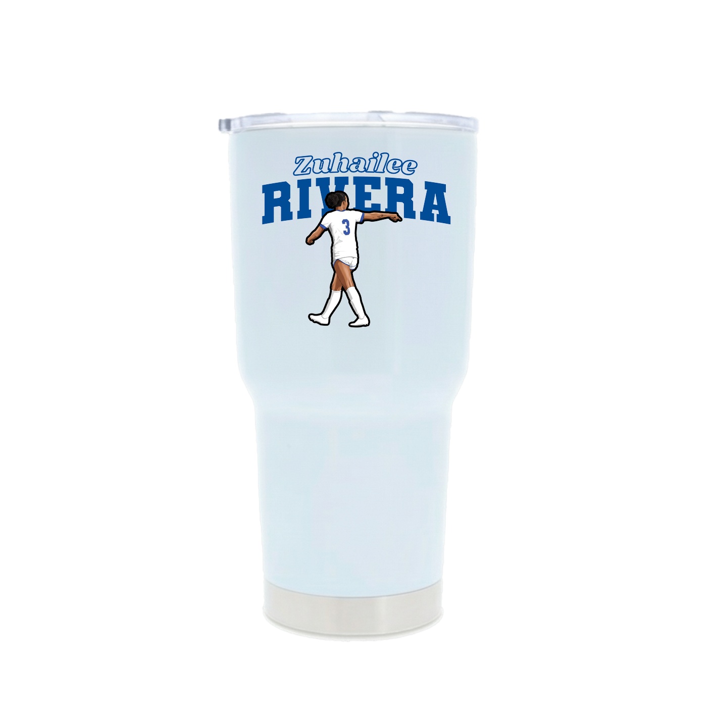 30oz Stainless Steel Tumbler — Name Arch in White