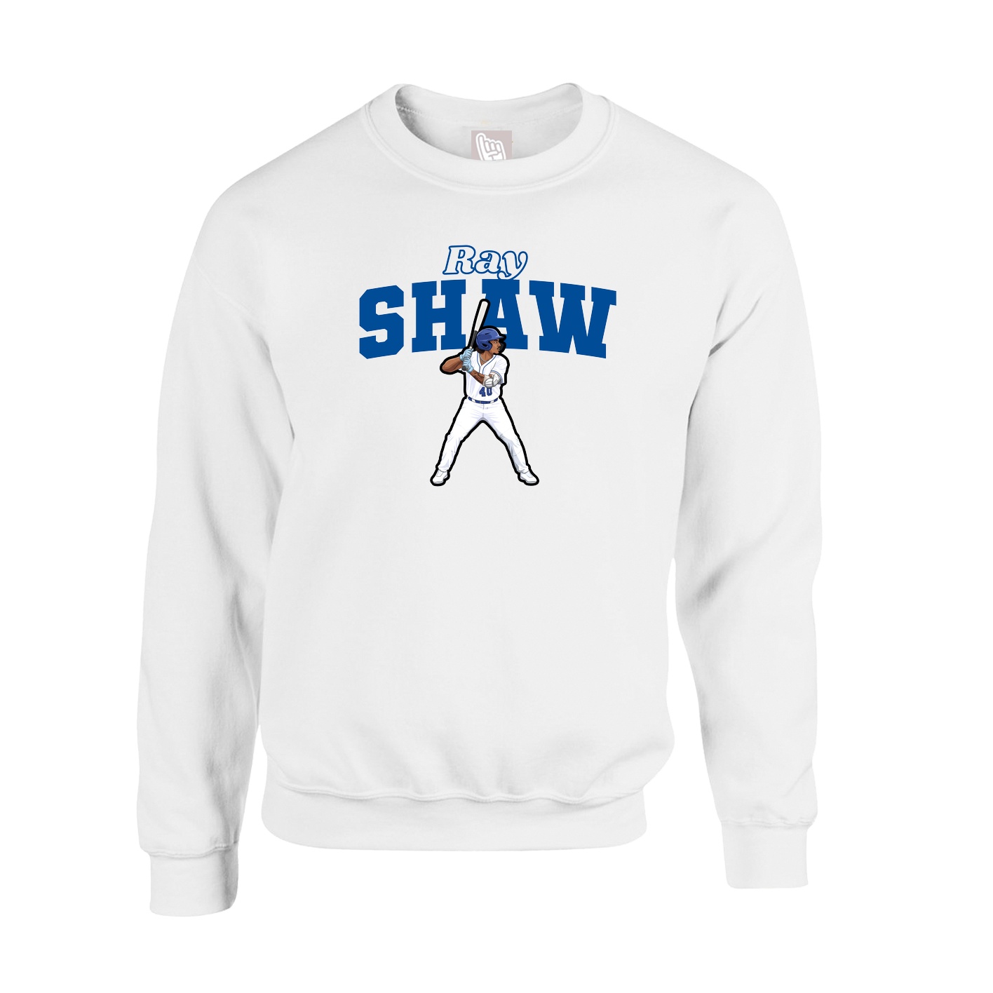 Fleece Crew — Name Arch in White
