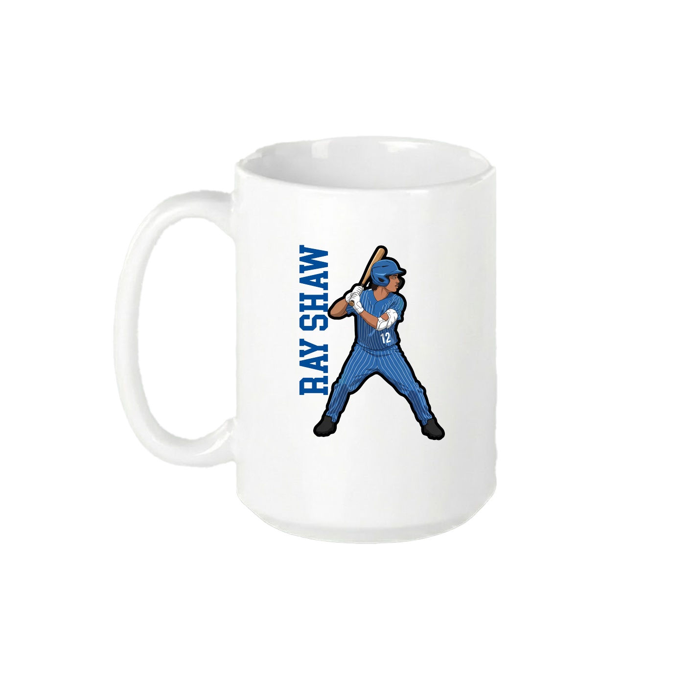 15oz Coffee Mug — Name Vertical in White